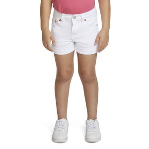 Levi's Little Girls' Girlfriend Fit Roll-Up White Wash Shorty Shorts Denim