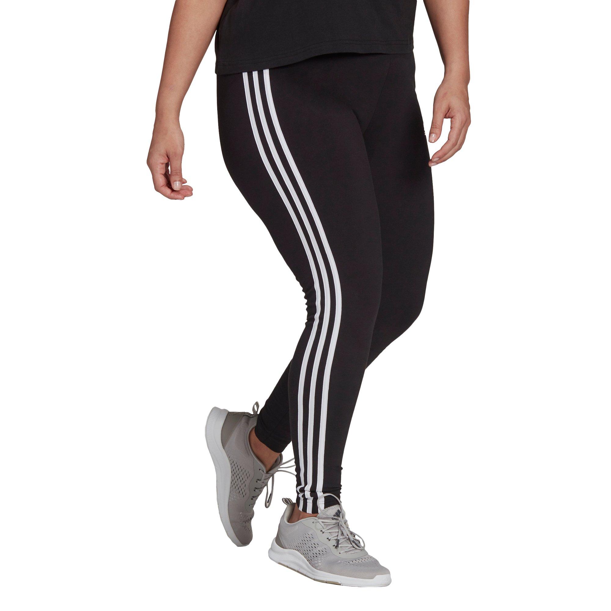 adidas Women's Black/White Essentials 3-Stripe Legging (Plus Size) -  Hibbett