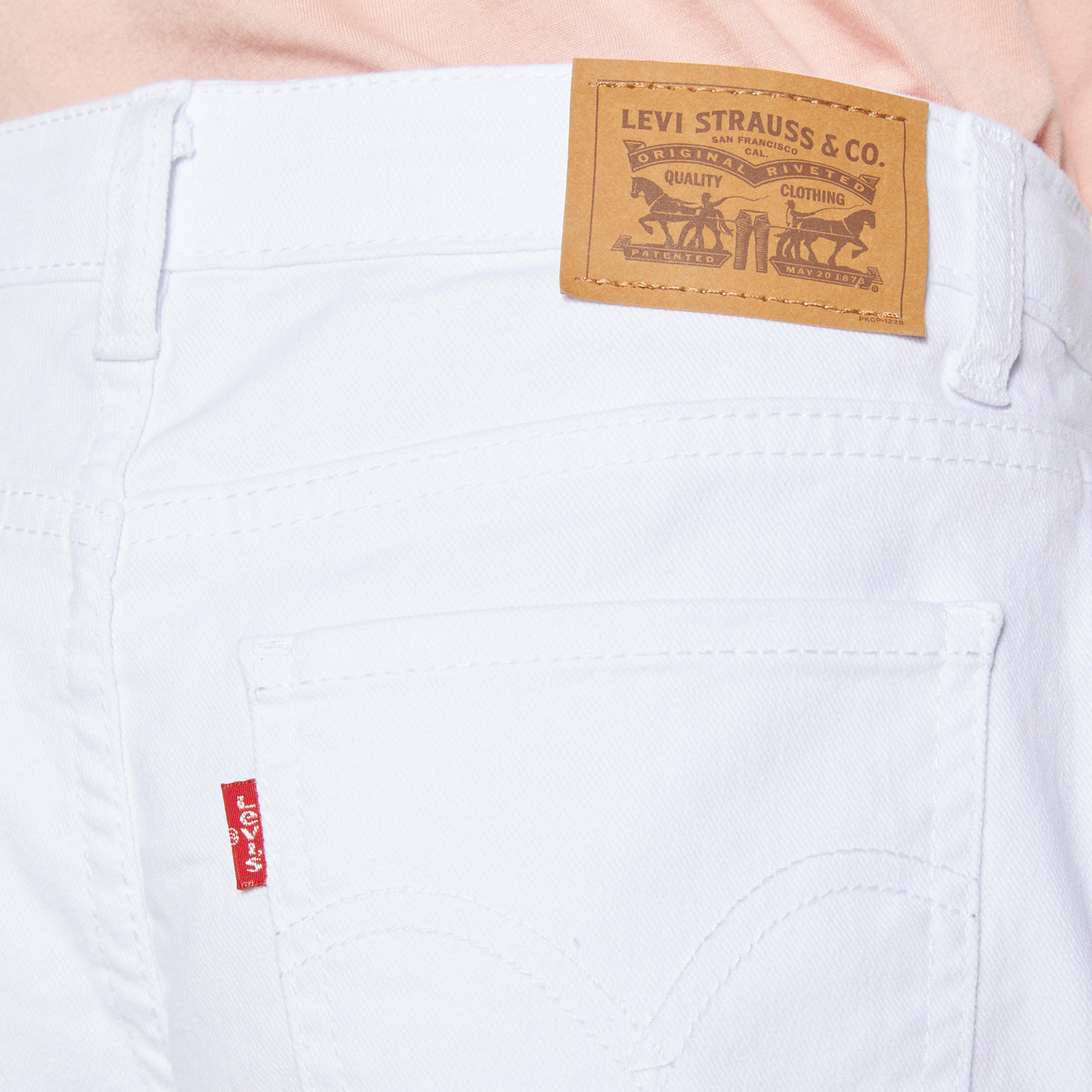 Levi's Girlfriend Fit Roll-Up Big Girls' White Wash Denim Shorty Shorts
