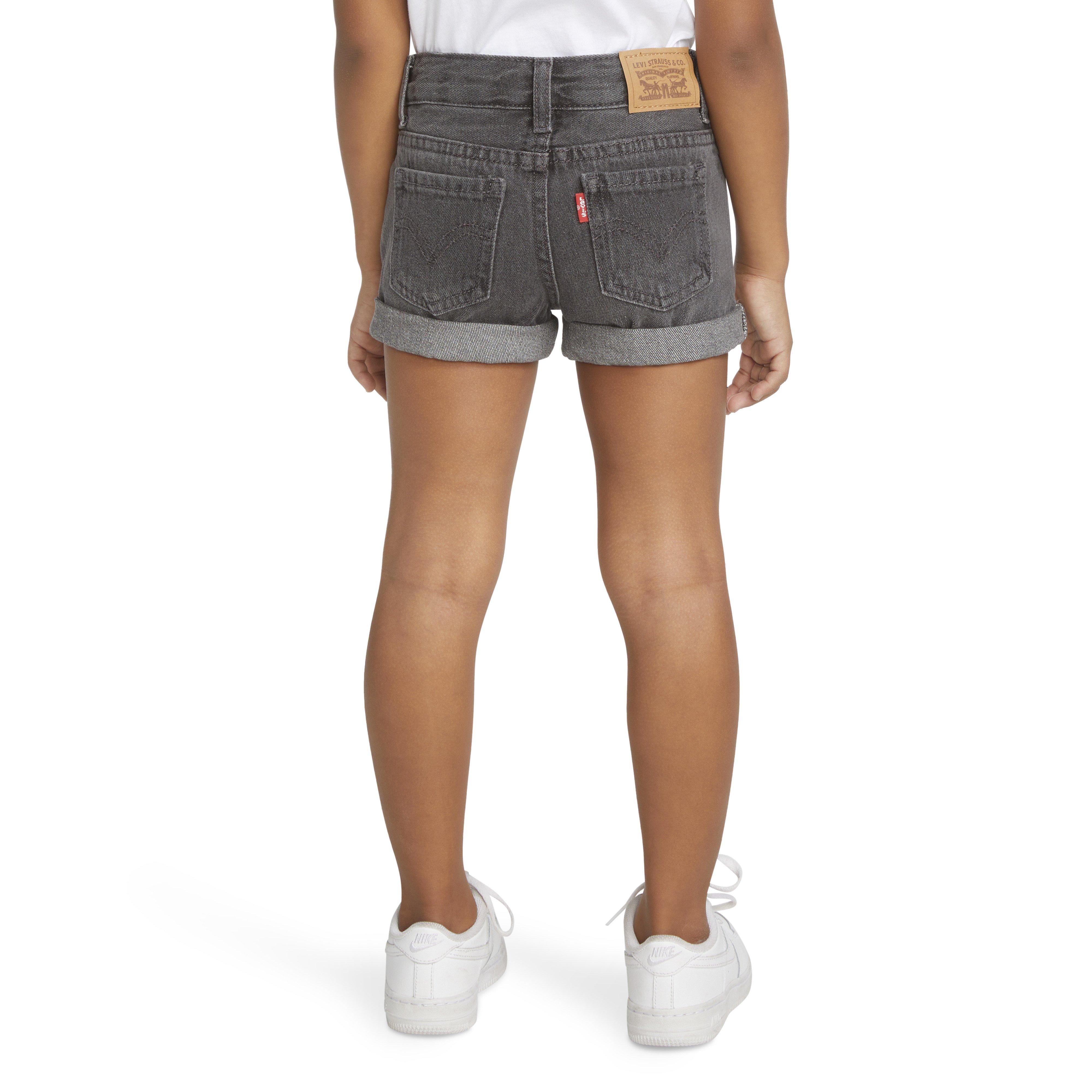 Levi's Girlfriend Fit Roll-Up Toddler Girls' Grey Wash Denim Shorty Shorts