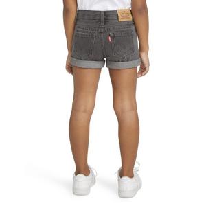 Levi's Toddler Girls' Girlfriend Fit Roll-Up Grey Wash Denim Shorty Shorts