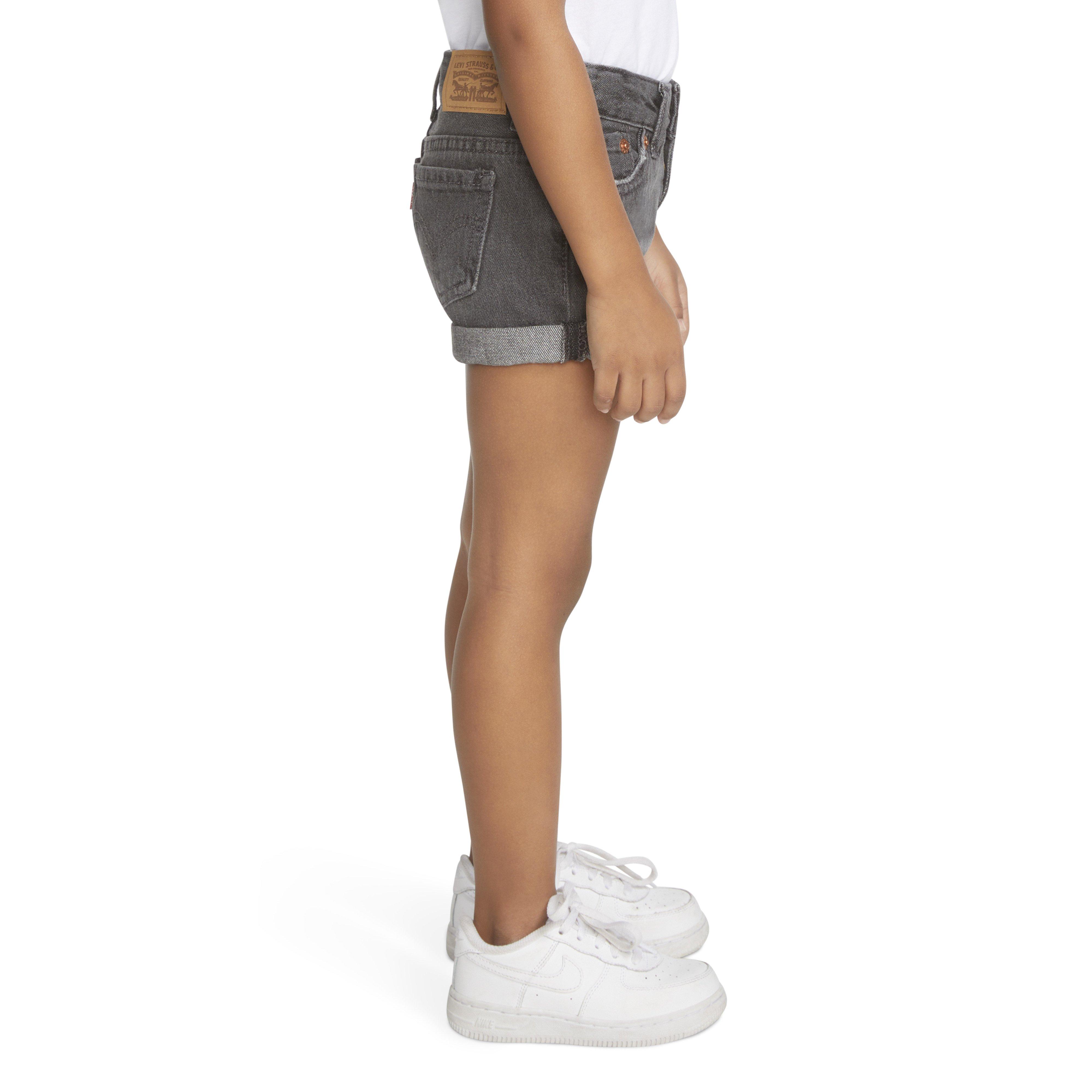 Levi's Toddler Girls' Girlfriend Fit Roll-Up Grey Wash Denim Shorty Shorts - GREY Thumbnail View 3