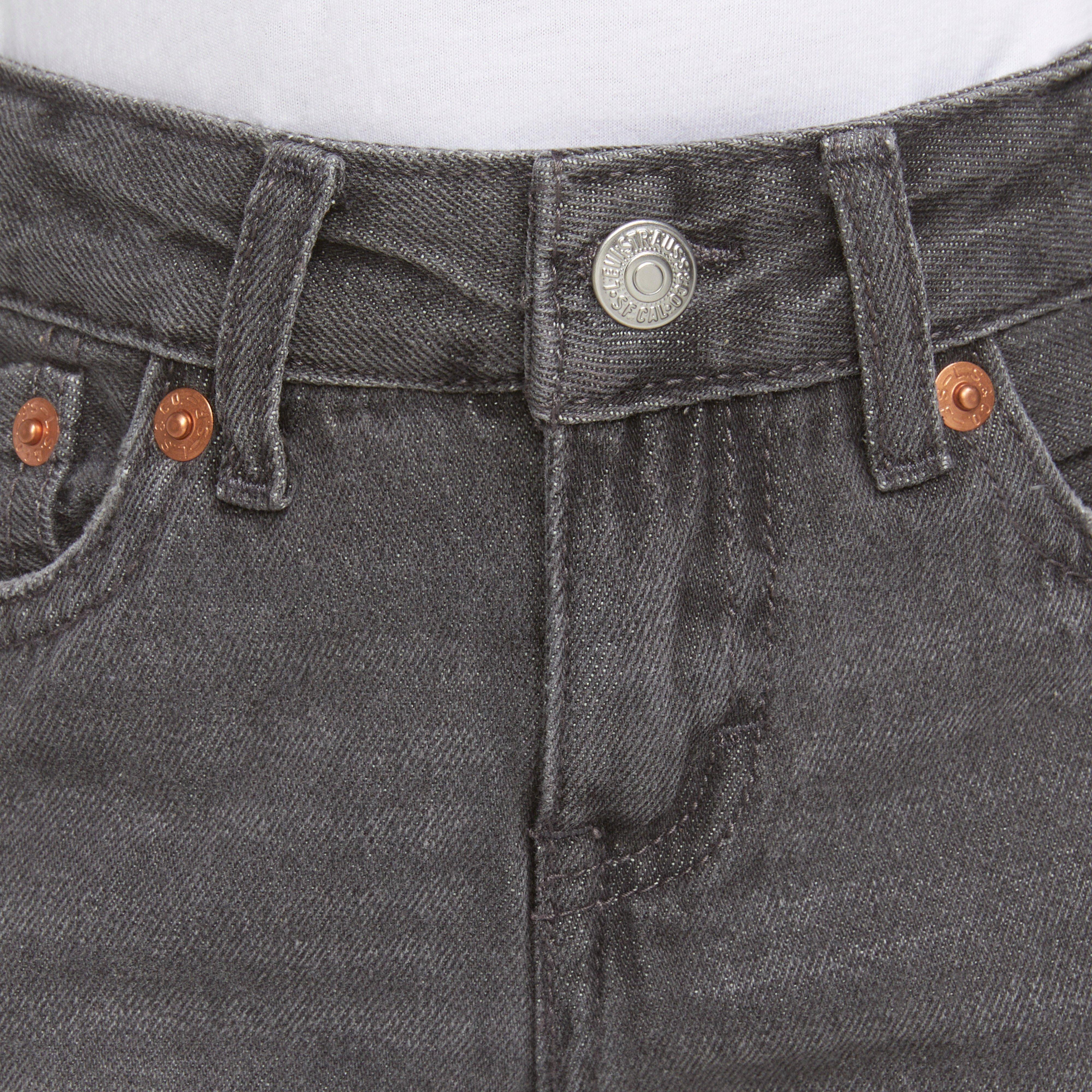 Levi's Toddler Girls' Girlfriend Fit Roll-Up Grey Wash Denim Shorty Shorts - GREY Thumbnail View 4