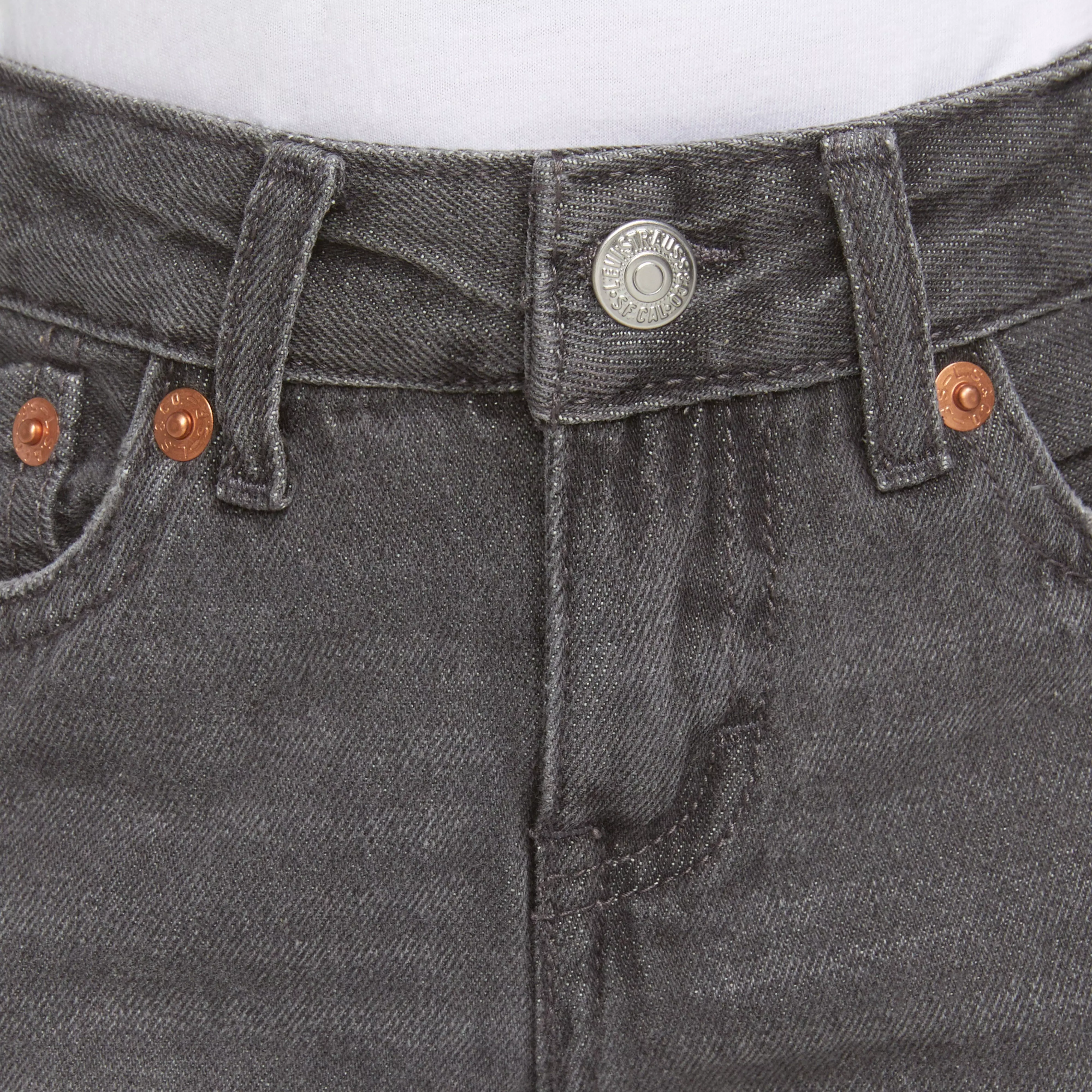 Levi's Toddler Girls' Girlfriend Fit Roll-Up Grey Wash Denim Shorty Shorts - GREY