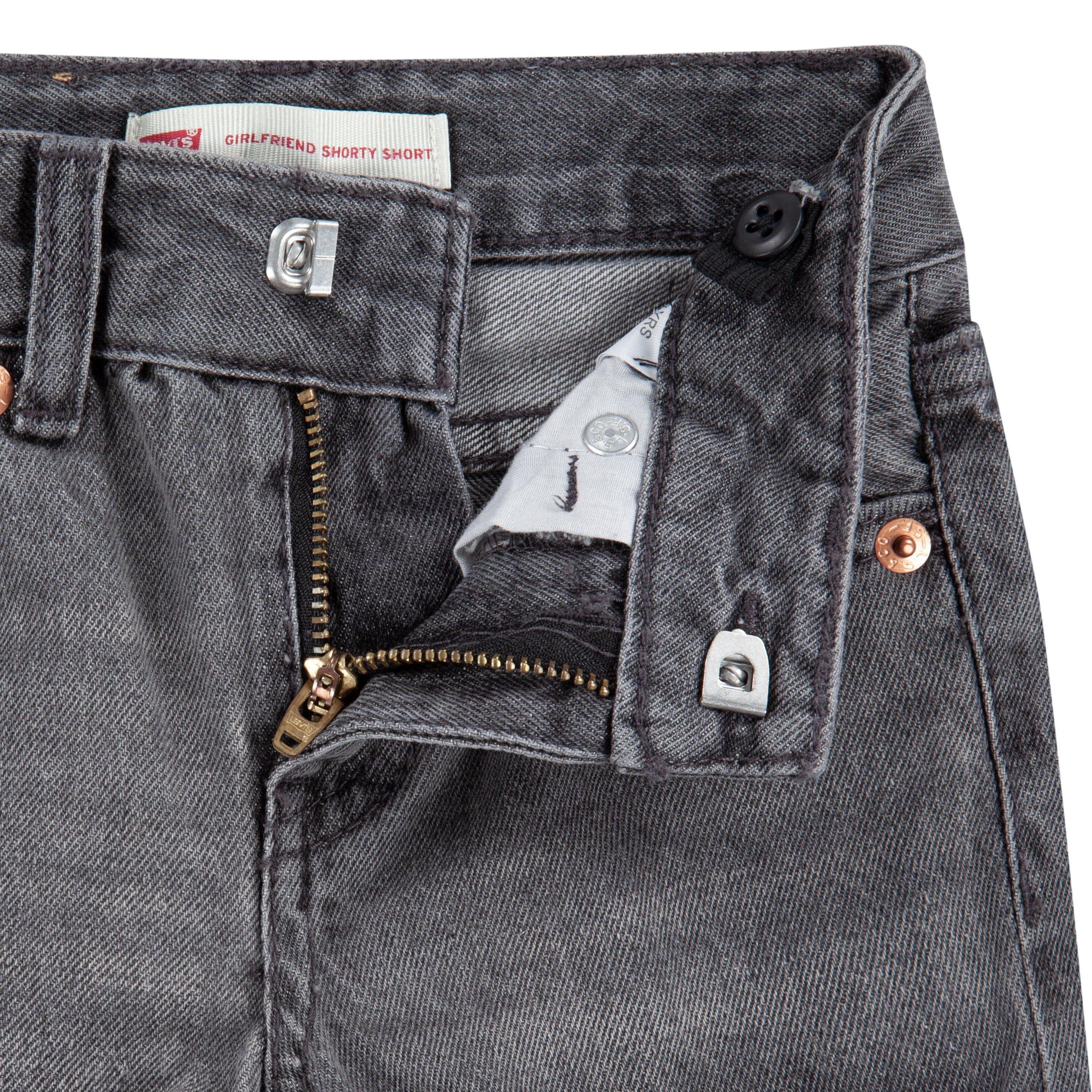 Levi's Toddler Girls' Girlfriend Fit Roll-Up Grey Wash Denim Shorty Shorts - GREY Thumbnail View 6