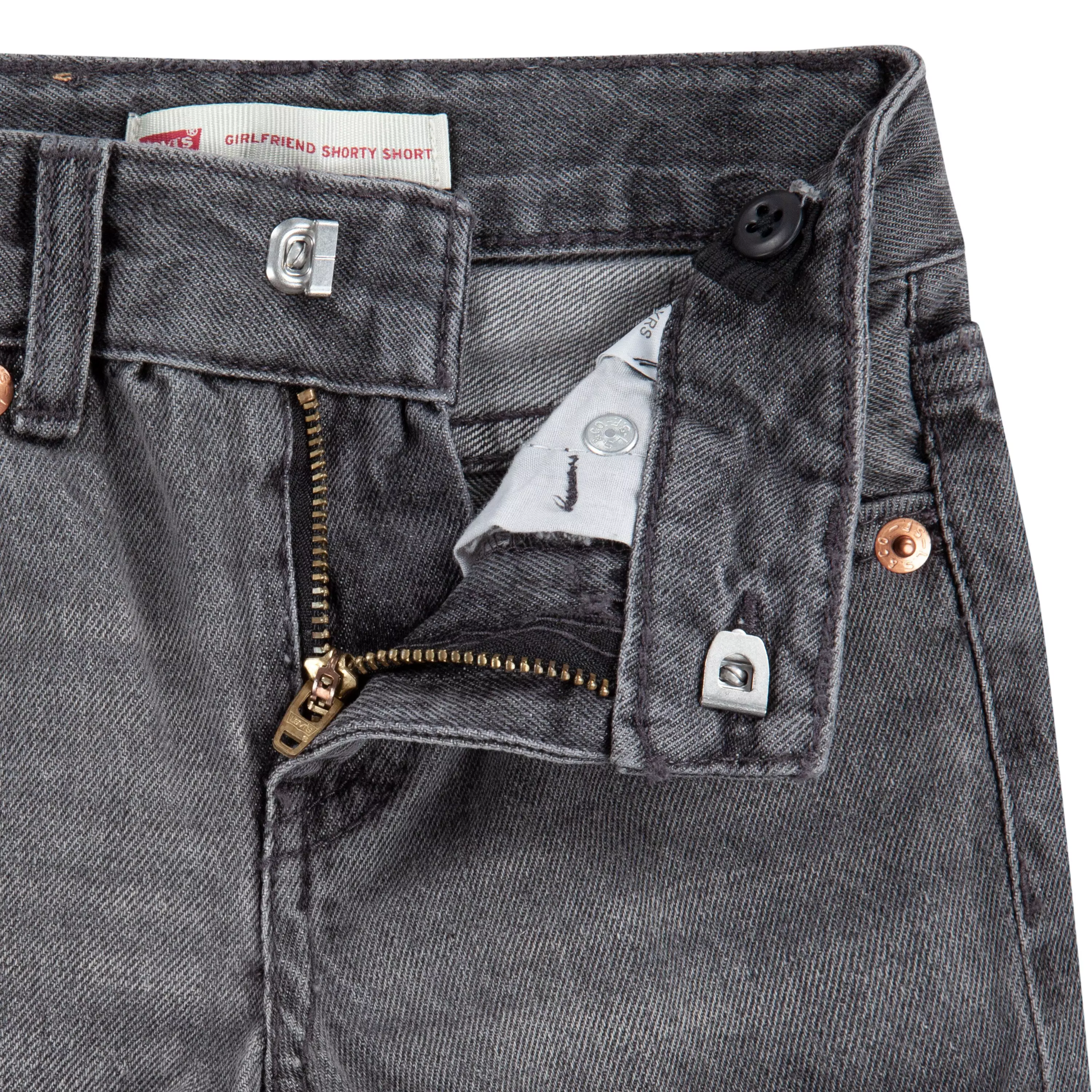 Levi's Toddler Girls' Girlfriend Fit Roll-Up Grey Wash Denim Shorty Shorts - GREY