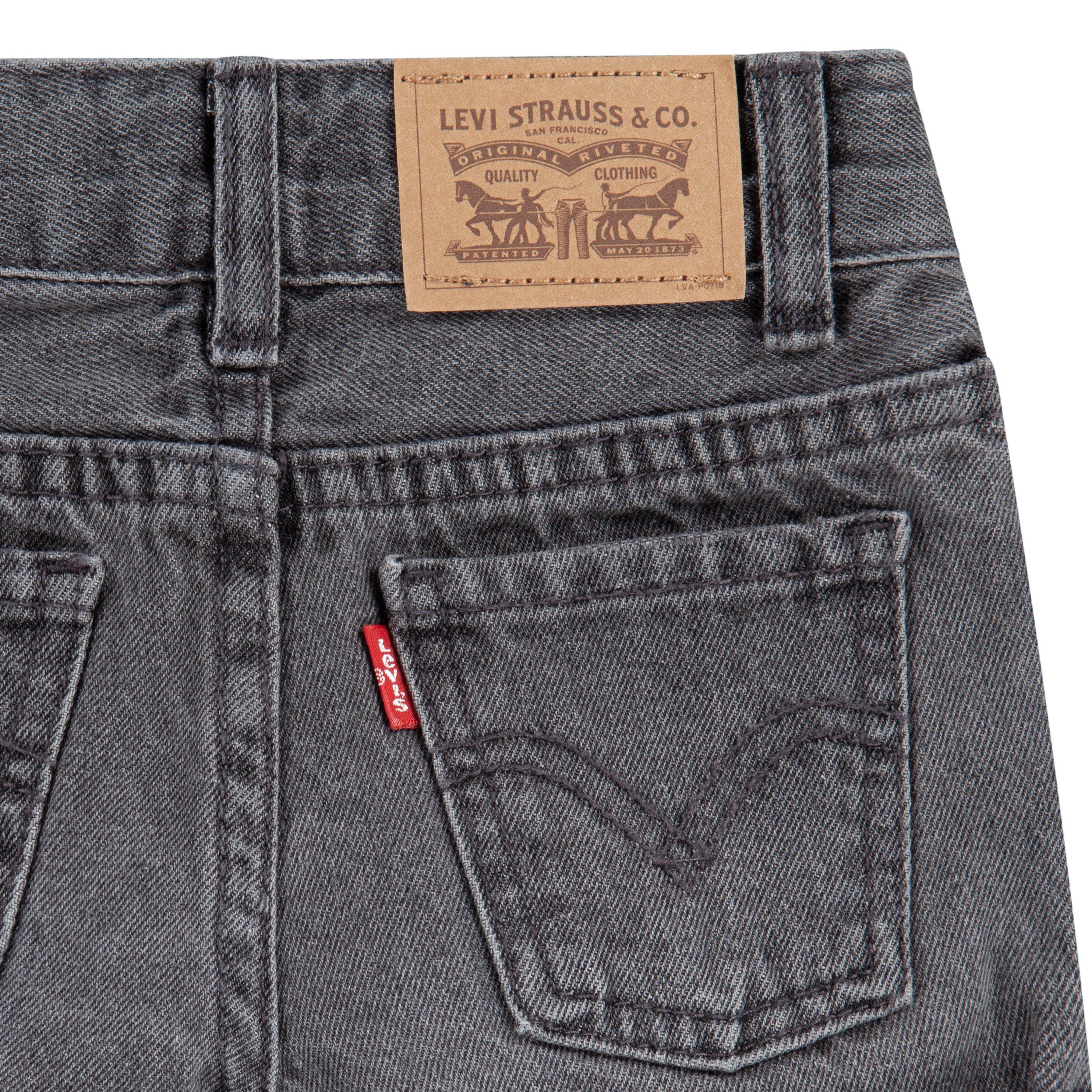 Levi's Toddler Girls' Girlfriend Fit Roll-Up Grey Wash Denim Shorty Shorts - GREY Thumbnail View 7
