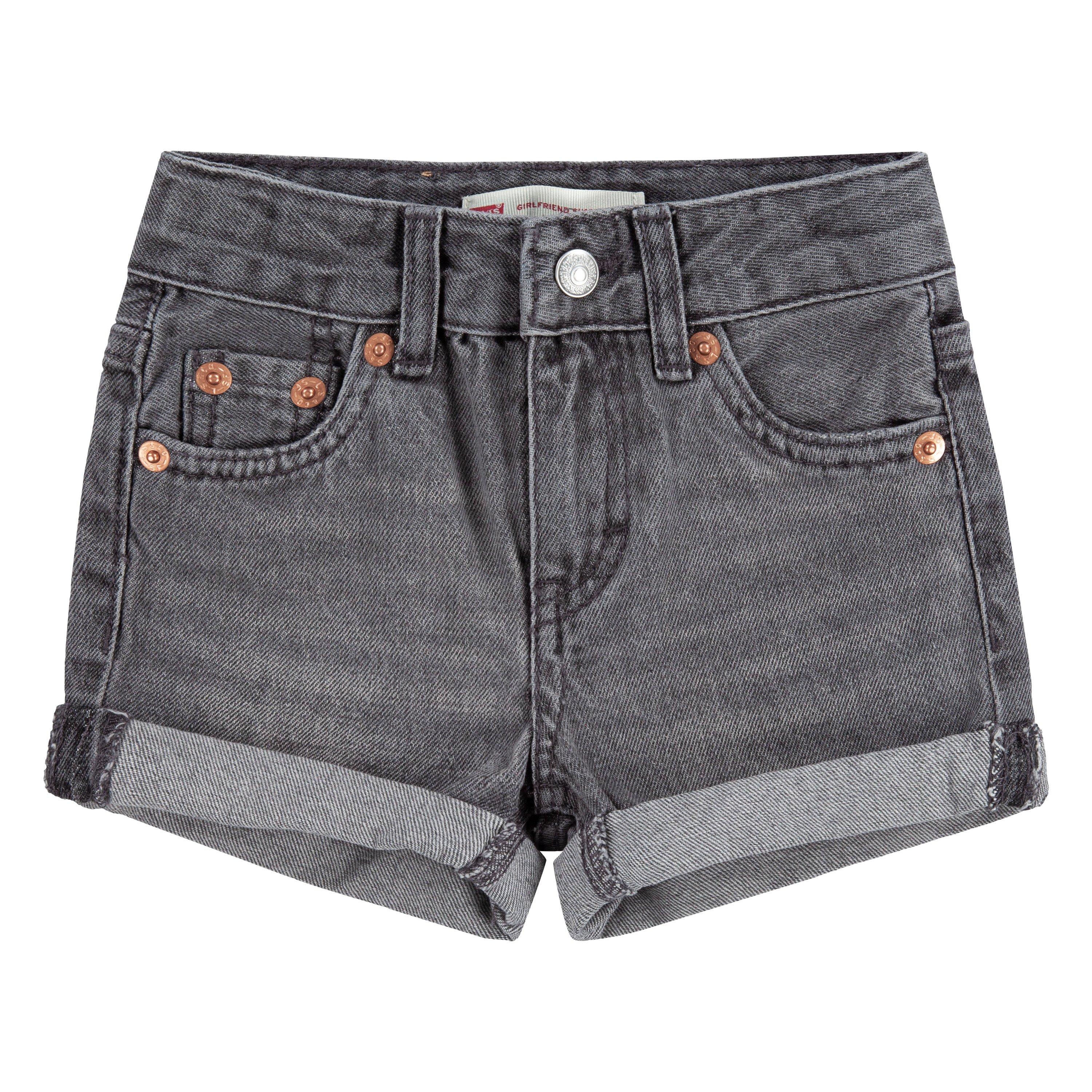 Levi's Toddler Girls' Girlfriend Fit Roll-Up Grey Wash Denim Shorty Shorts - GREY Thumbnail View 8
