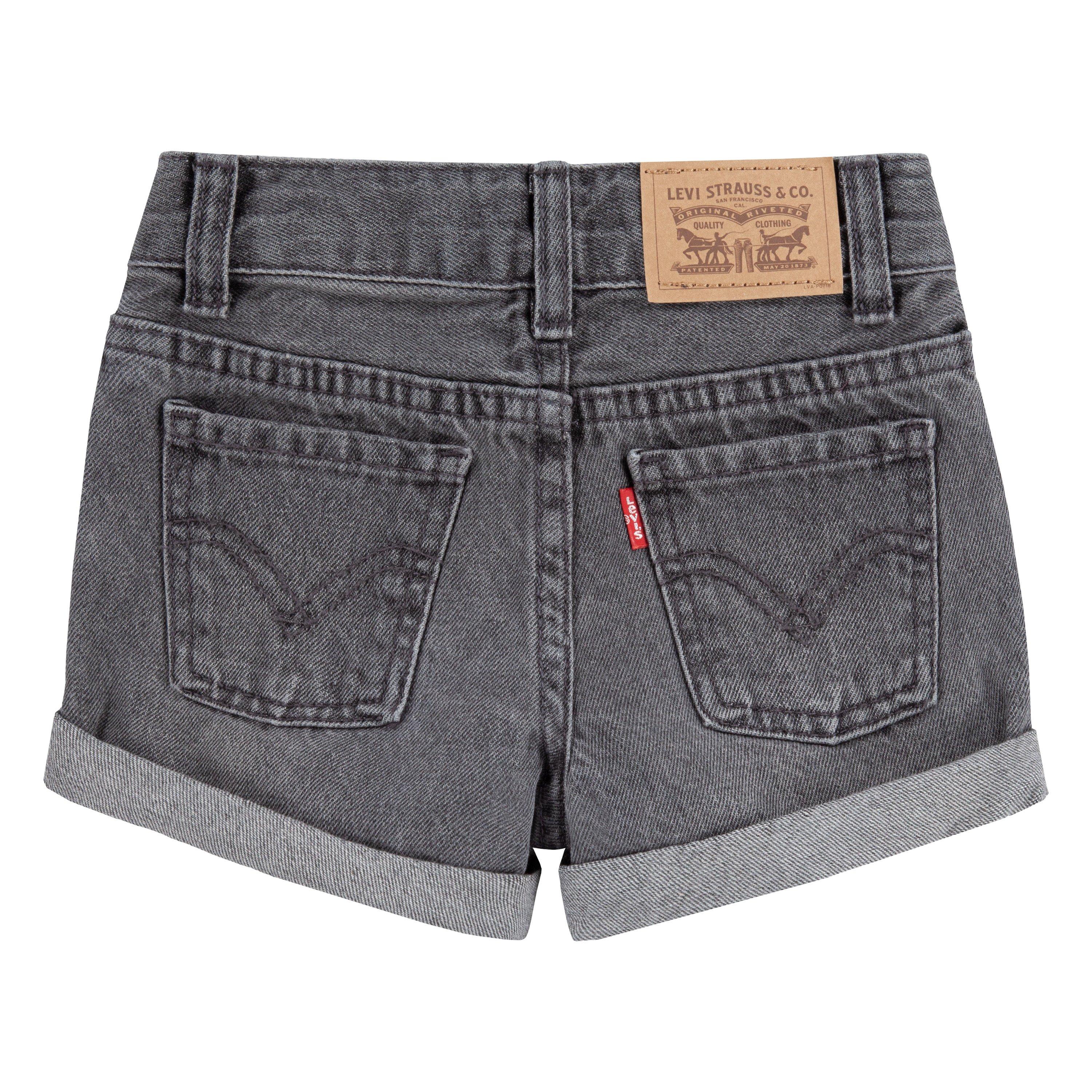 Levi's Girlfriend Fit Roll-Up Toddler Girls' Grey Wash Denim Shorty Shorts