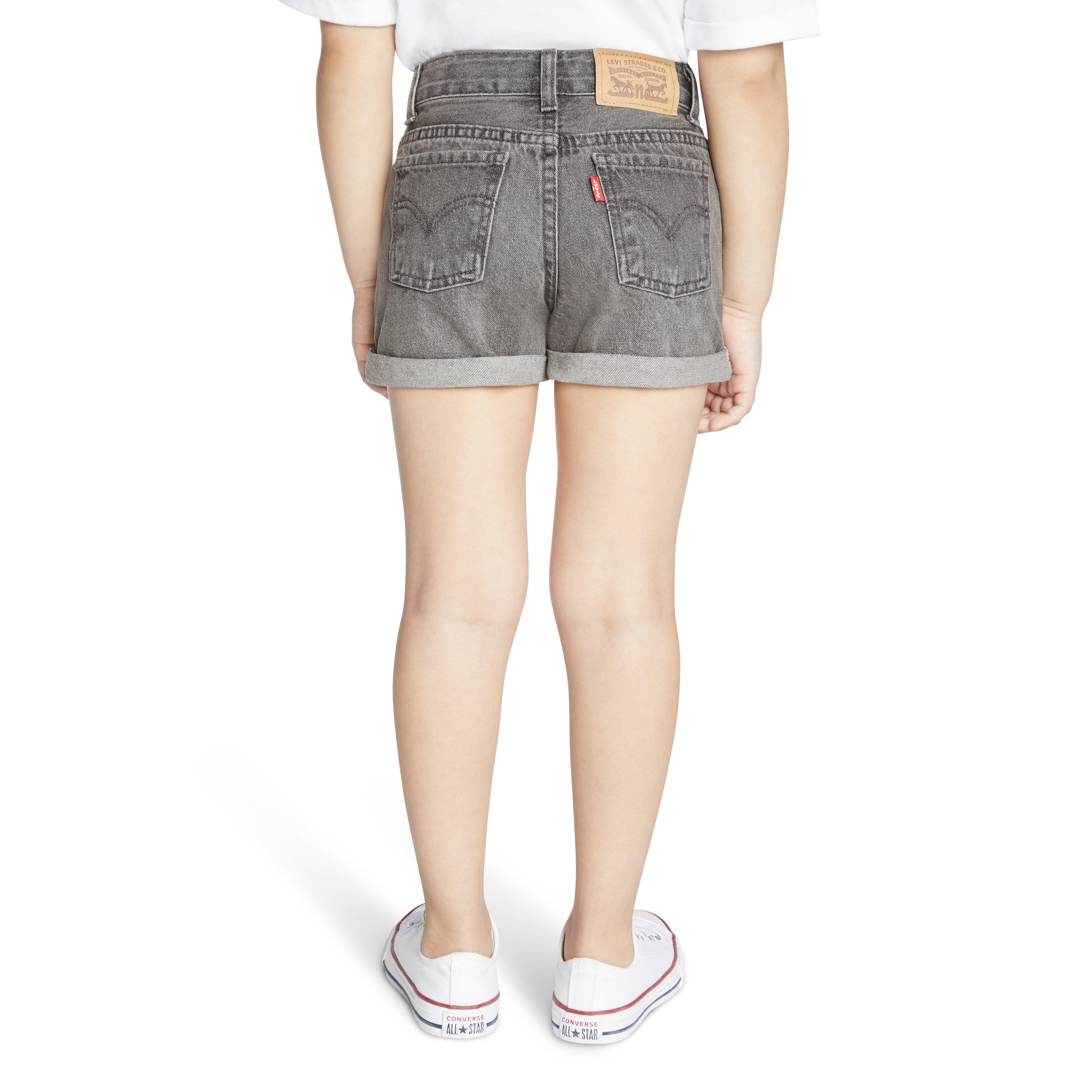 Levi's Girlfriend Fit Roll-Up Little Girls' Grey Wash Denim Shorty Shorts