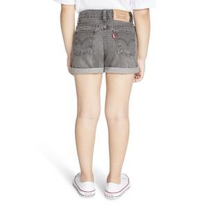 Levi's Little Girls' Girlfriend Fit Roll-Up Grey Wash Denim Shorty Shorts