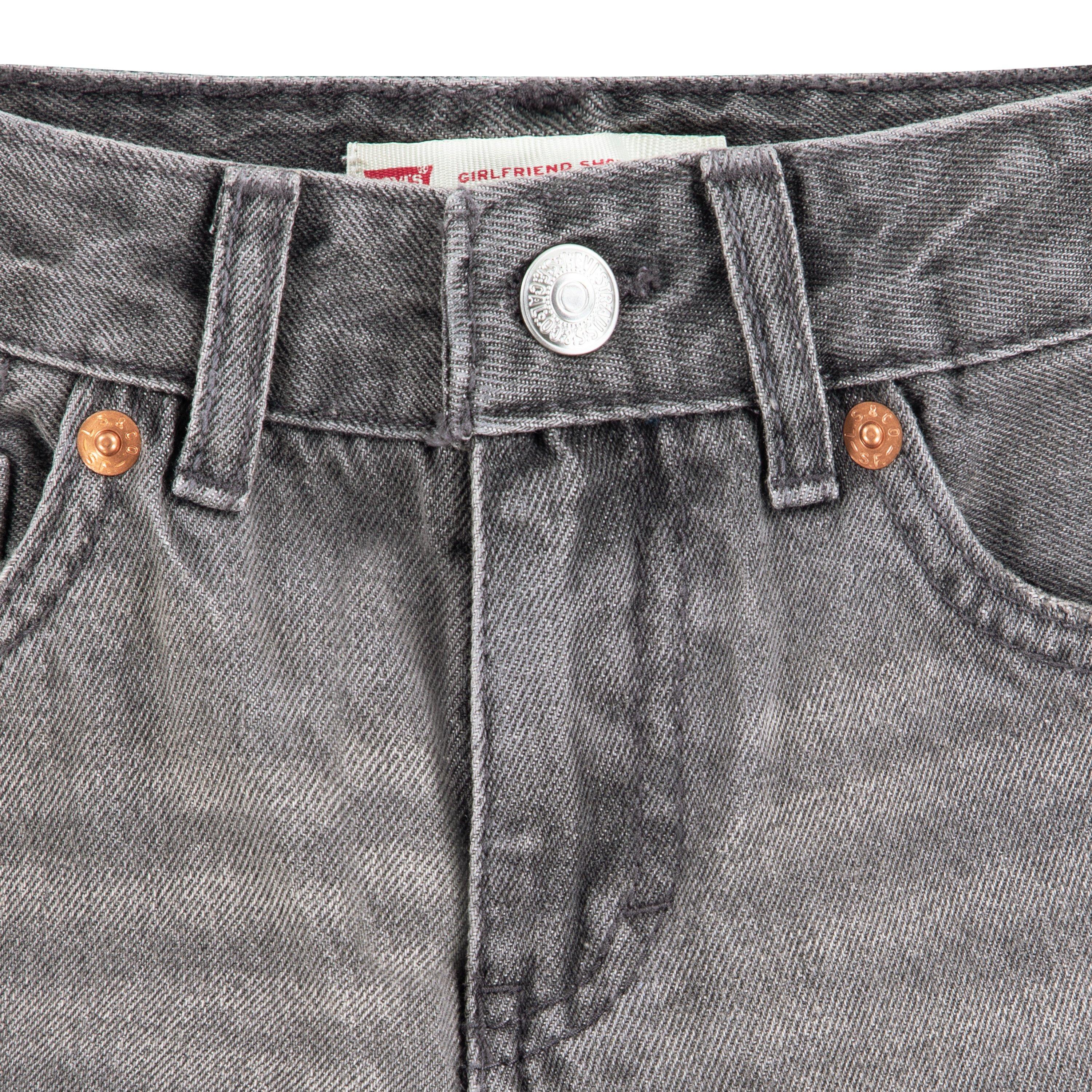 Levi's Little Girls' Girlfriend Fit Roll-Up Grey Wash Denim Shorty Shorts - GREY Thumbnail View 3