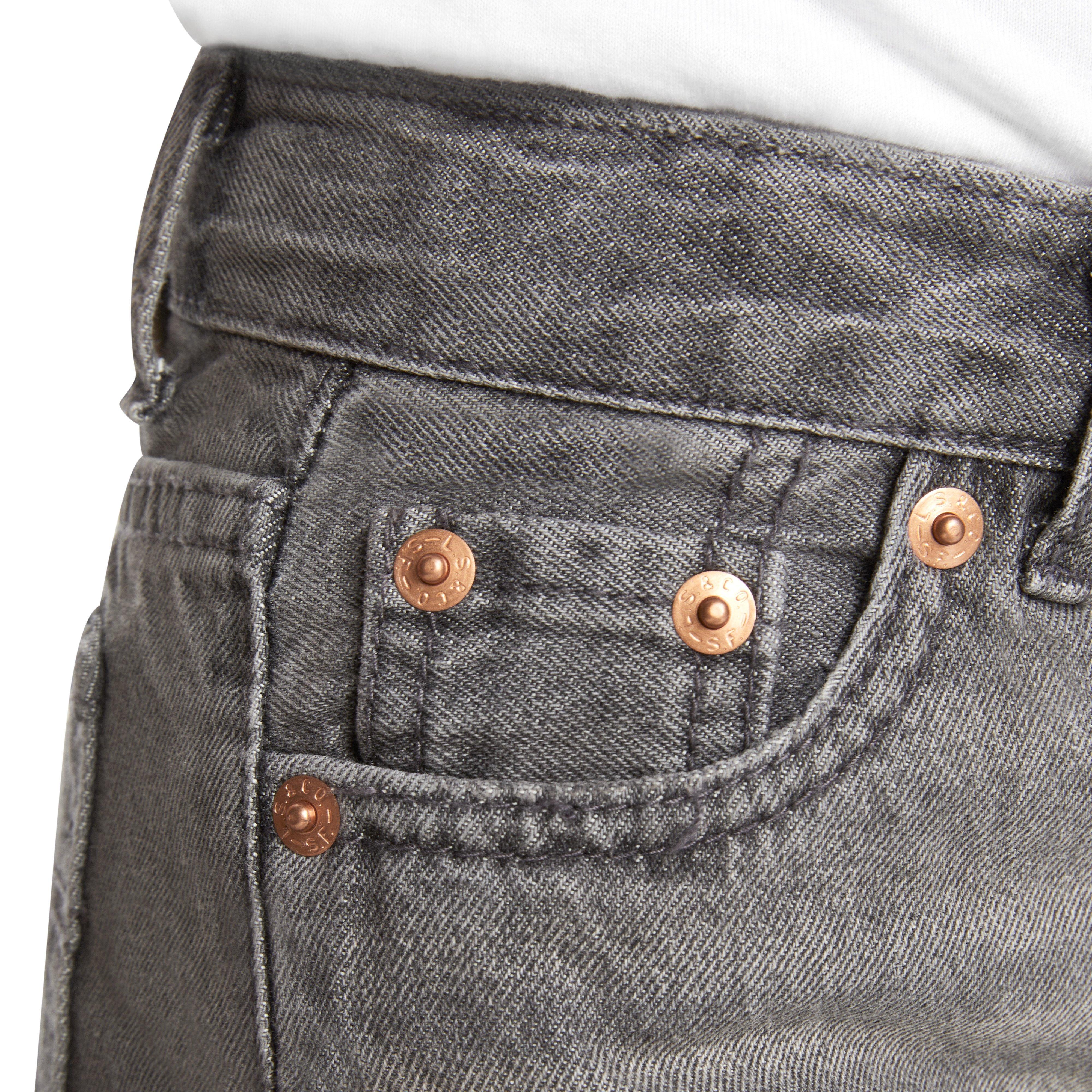 Levi's Little Girls' Girlfriend Fit Roll-Up Grey Wash Denim Shorty Shorts - GREY Thumbnail View 4