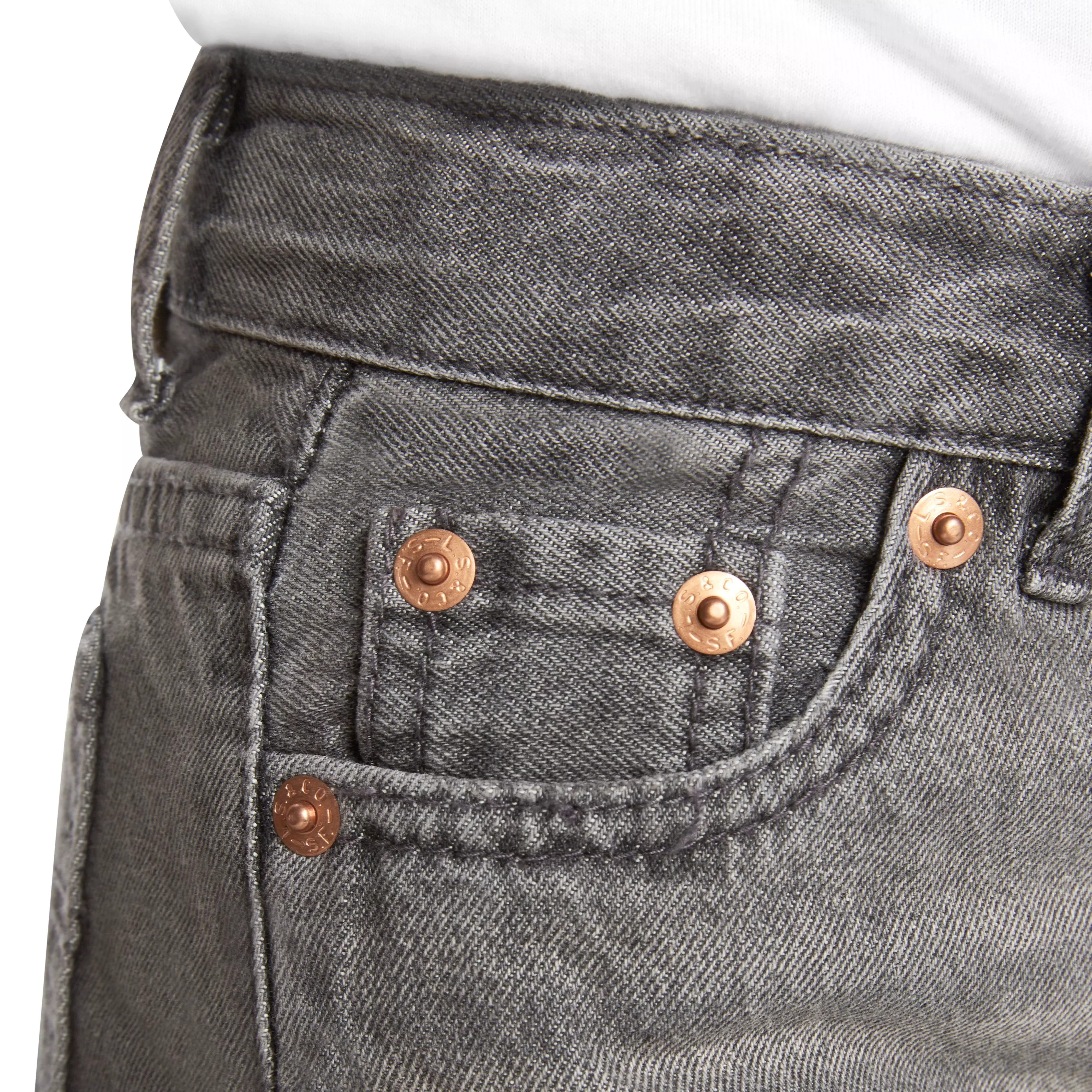 Levi's Little Girls' Girlfriend Fit Roll-Up Grey Wash Denim Shorty Shorts - GREY