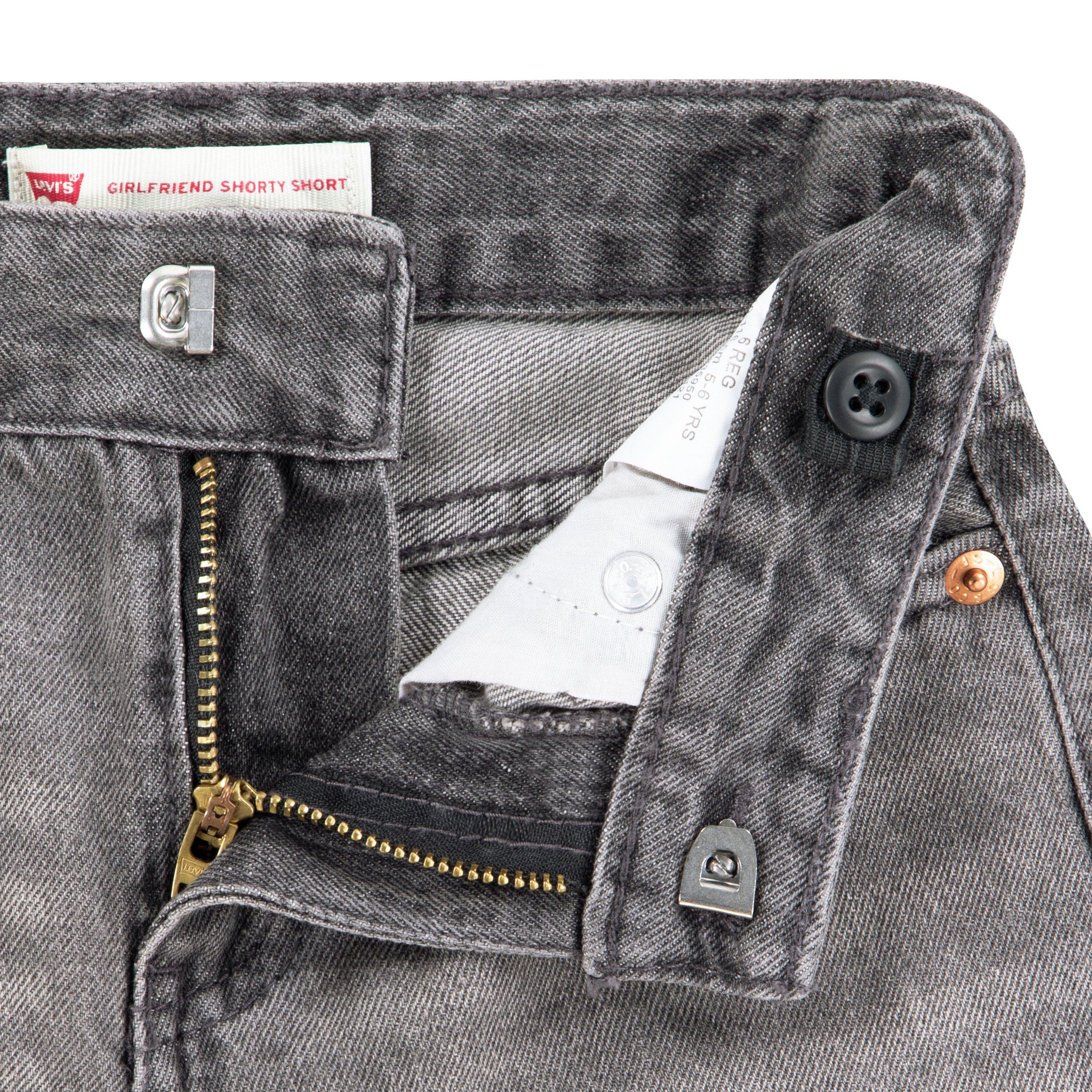 Levi's Little Girls' Girlfriend Fit Roll-Up Grey Wash Denim Shorty Shorts - GREY Thumbnail View 5