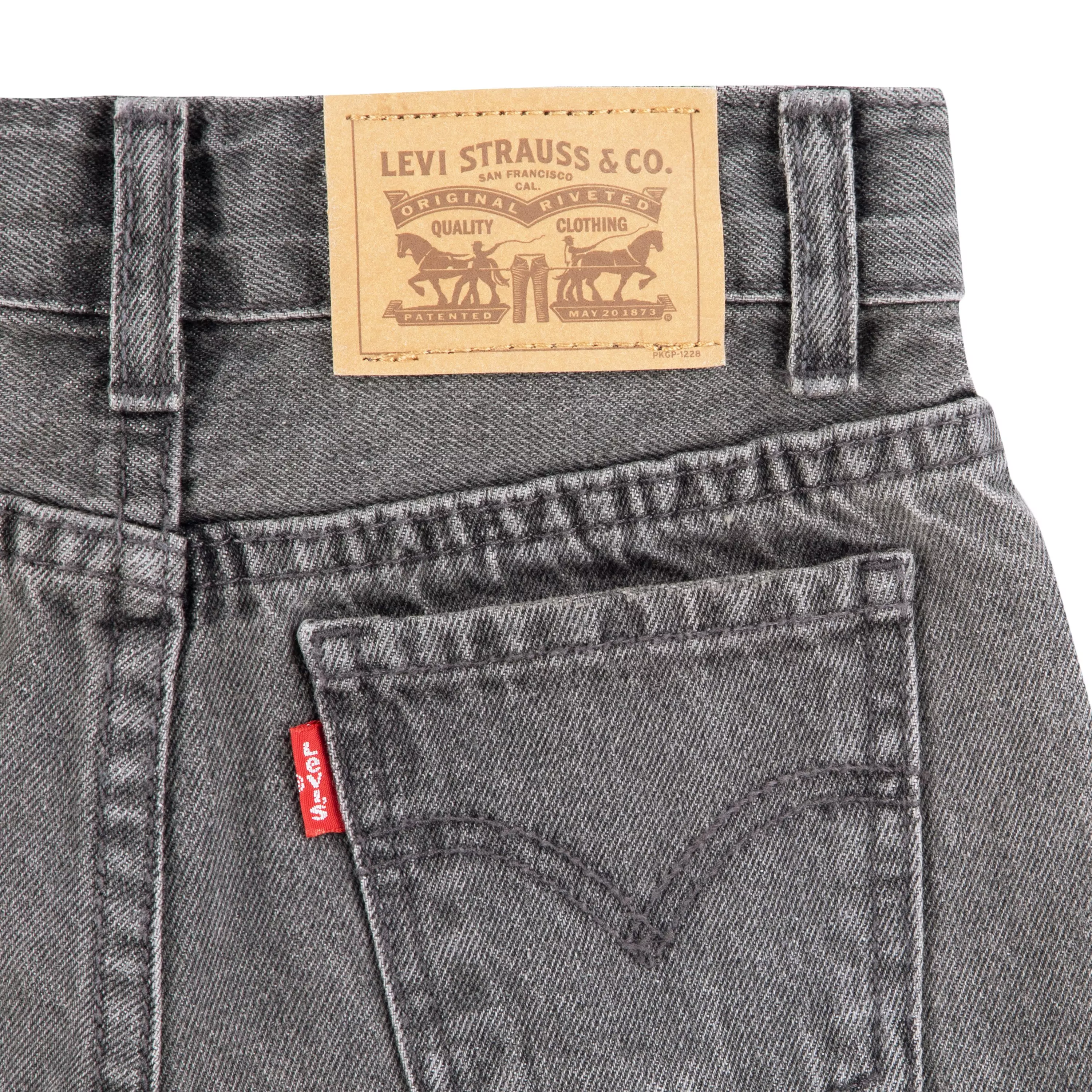 Levi's Little Girls' Girlfriend Fit Roll-Up Grey Wash Denim Shorty Shorts - GREY