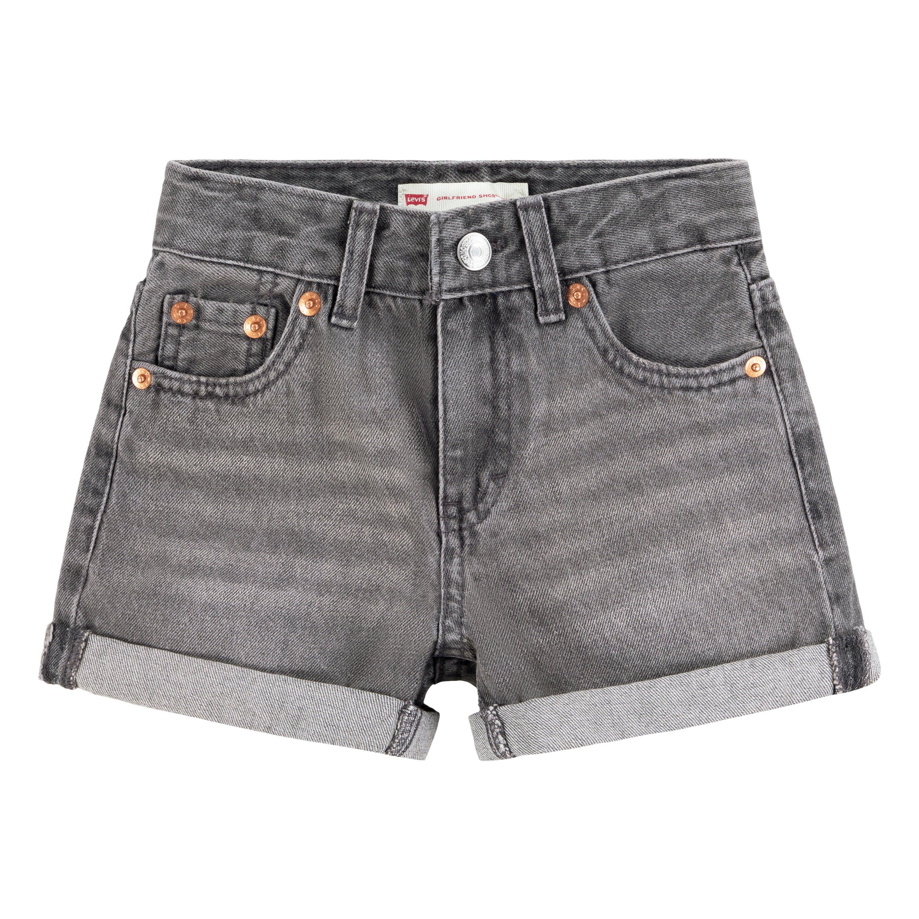 Levi's Little Girls' Girlfriend Fit Roll-Up Grey Wash Denim Shorty Shorts - GREY Thumbnail View 8