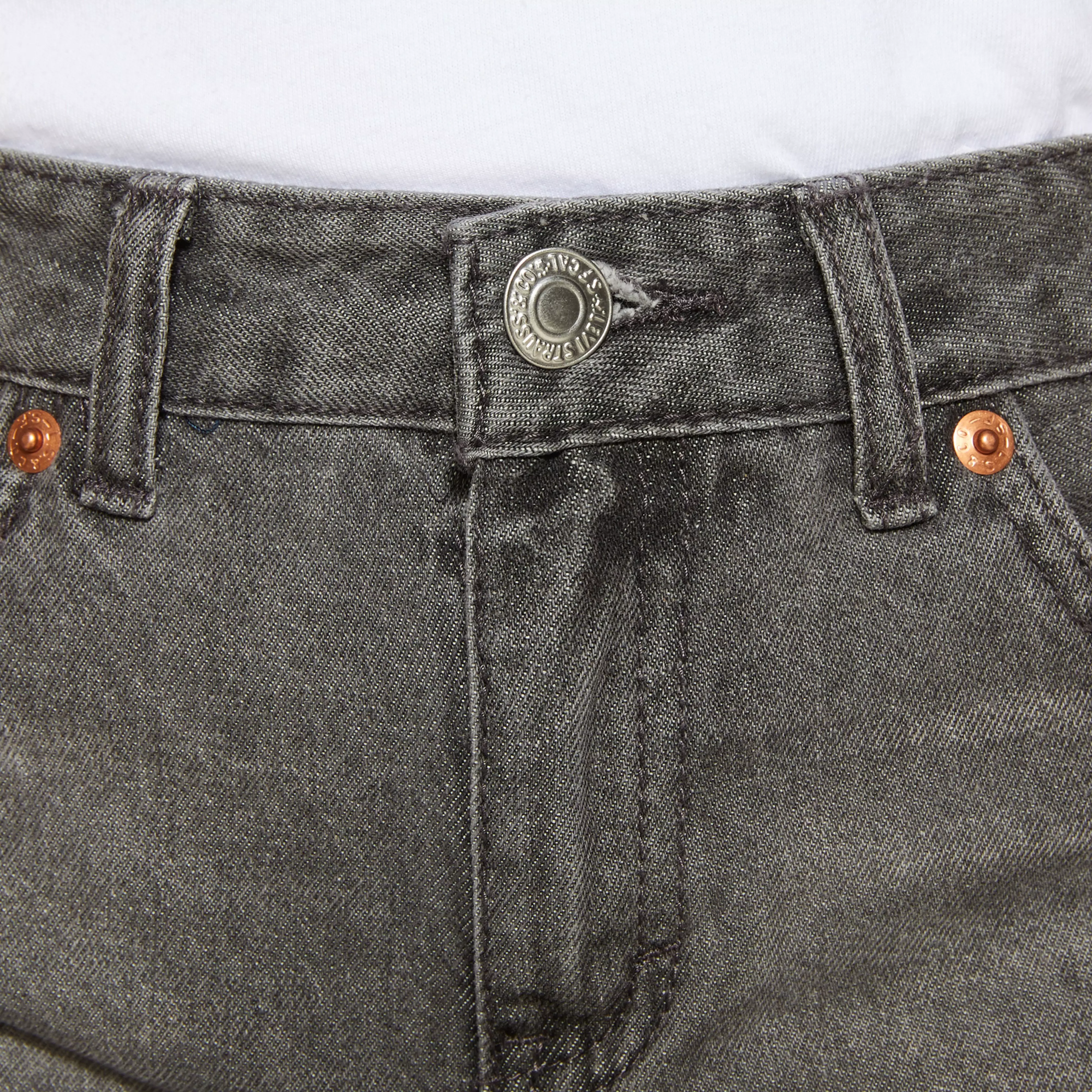 Levi's Big Girls' Girlfriend Fit Roll-Up Grey Wash Denim Shorty Shorts - GREY
