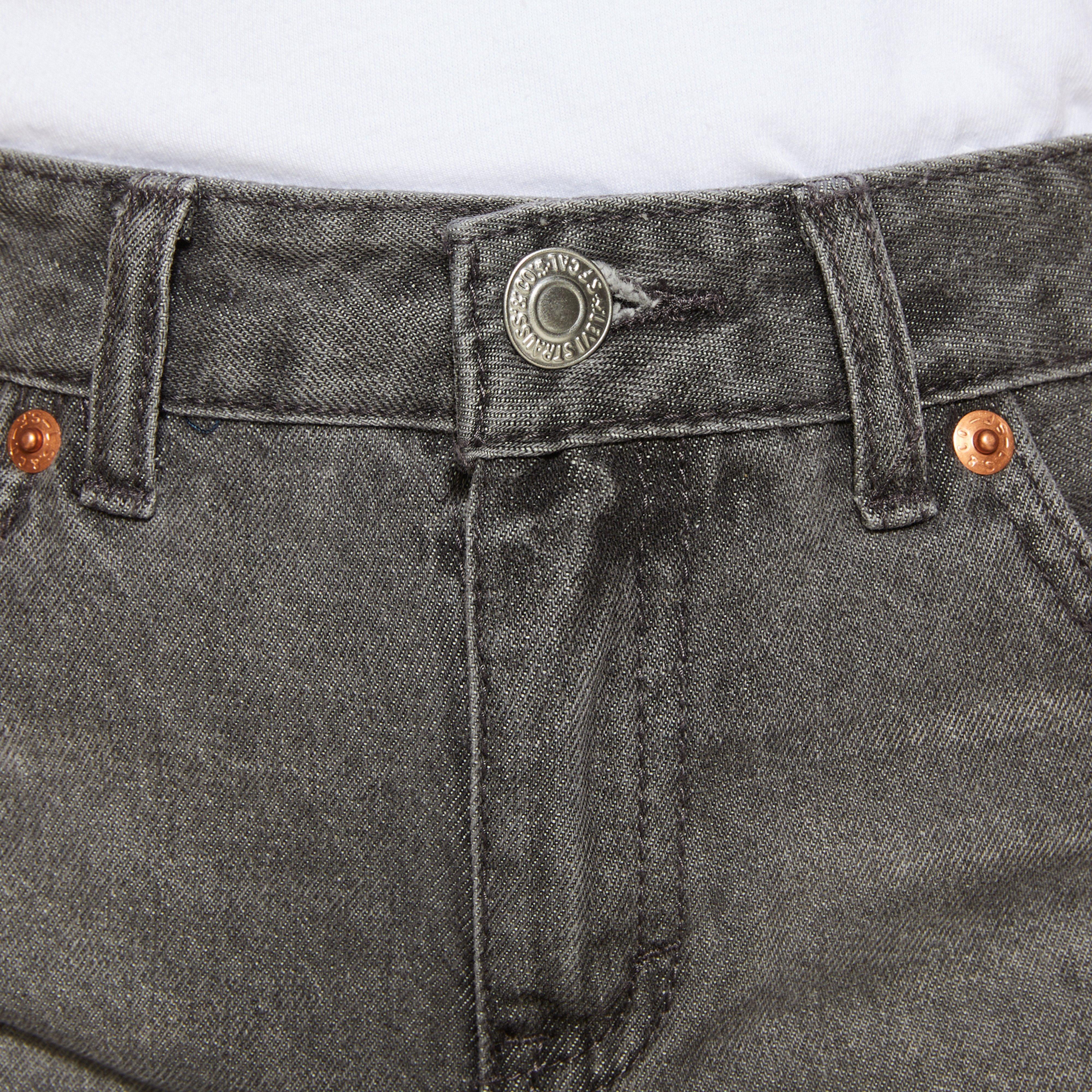 Levi's Girlfriend Fit Roll-Up Big Girls' Grey Wash Denim Shorty Shorts