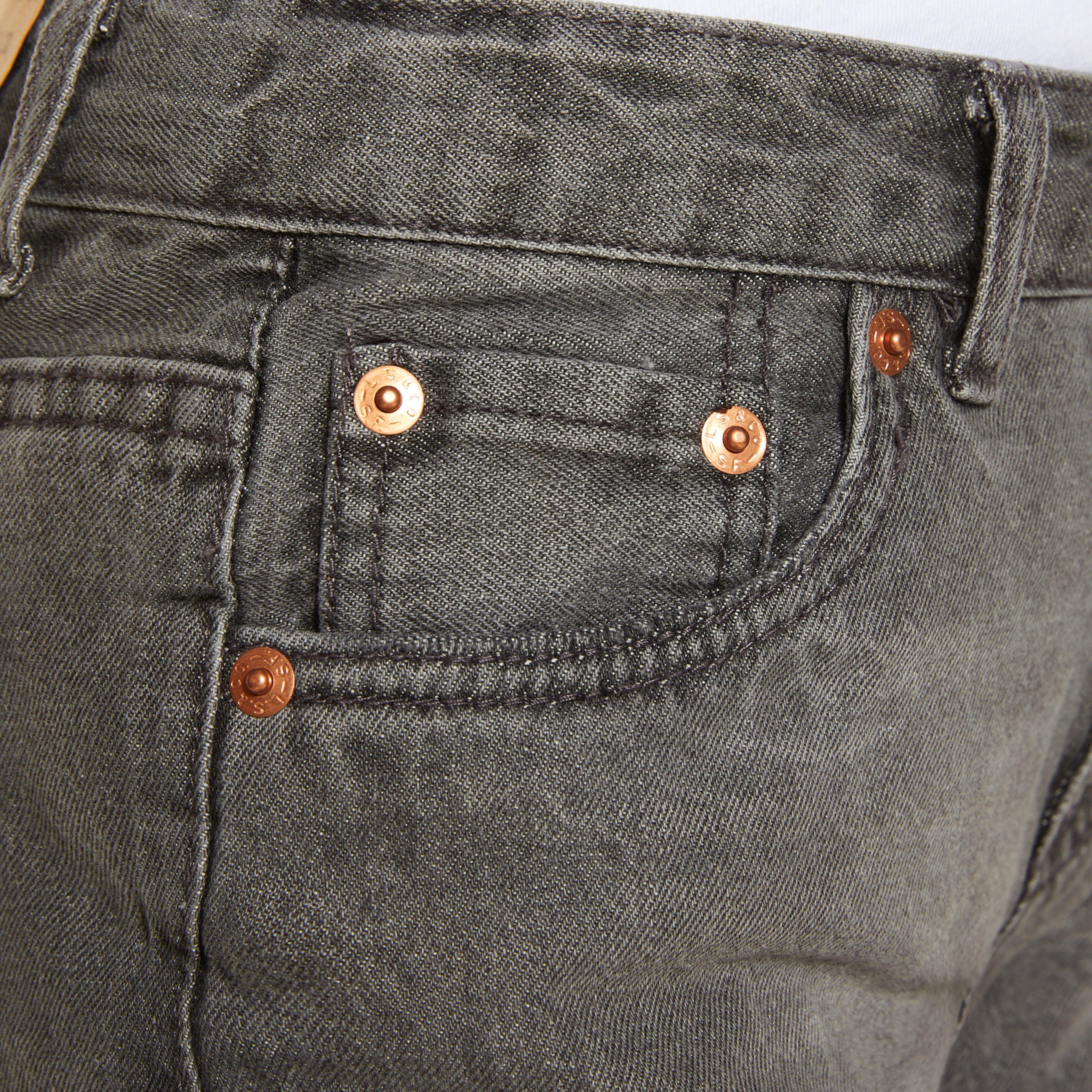 Levi's Girlfriend Fit Roll-Up Big Girls' Grey Wash Denim Shorty Shorts