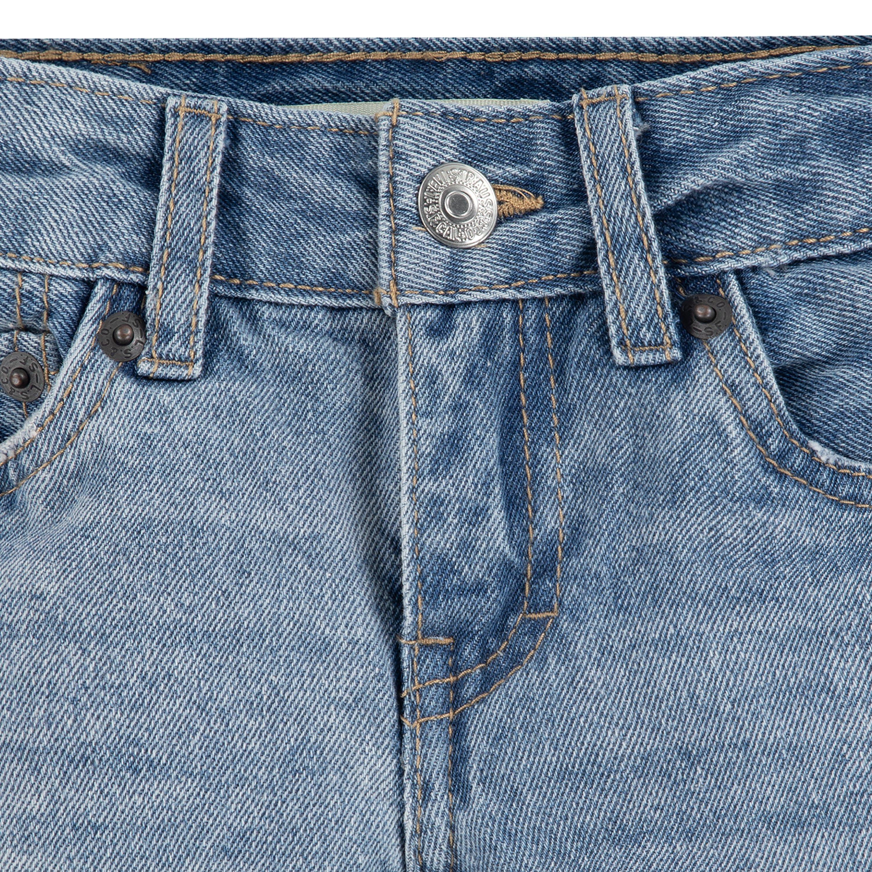 Levi's Toddler Girls' Girlfriend Fit Roll-Up Light Blue Wash Denim Shorty Shorts - AS SHOWN Thumbnail View 4