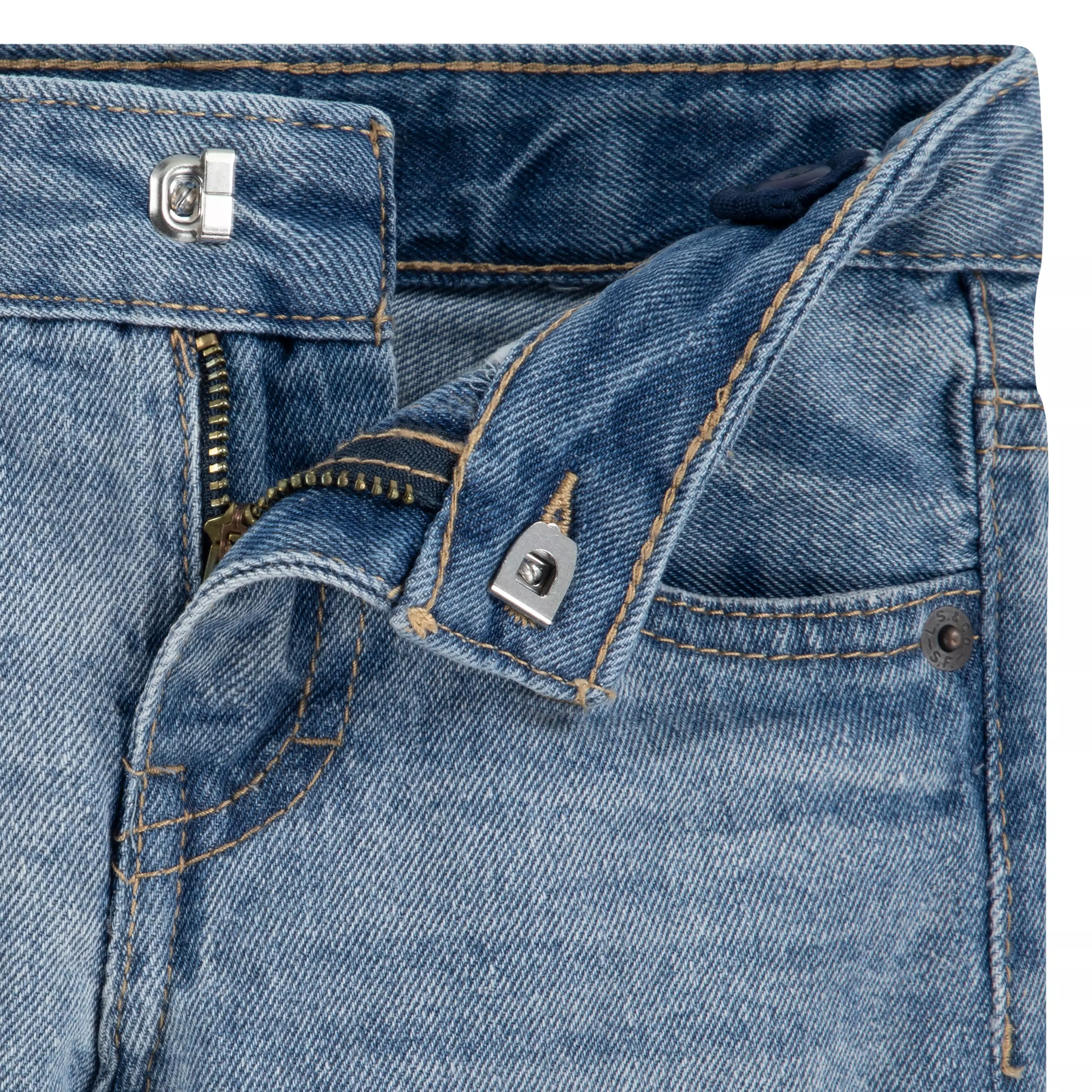 Levi's Toddler Girls' Girlfriend Fit Roll-Up Light Blue Wash Denim Shorty Shorts - AS SHOWN