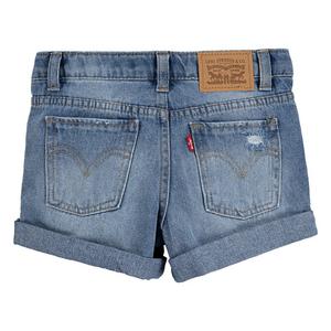 Levi's Little Girls' Girlfriend Fit Roll-Up Light Blue Wash Denim Shorty Shorts