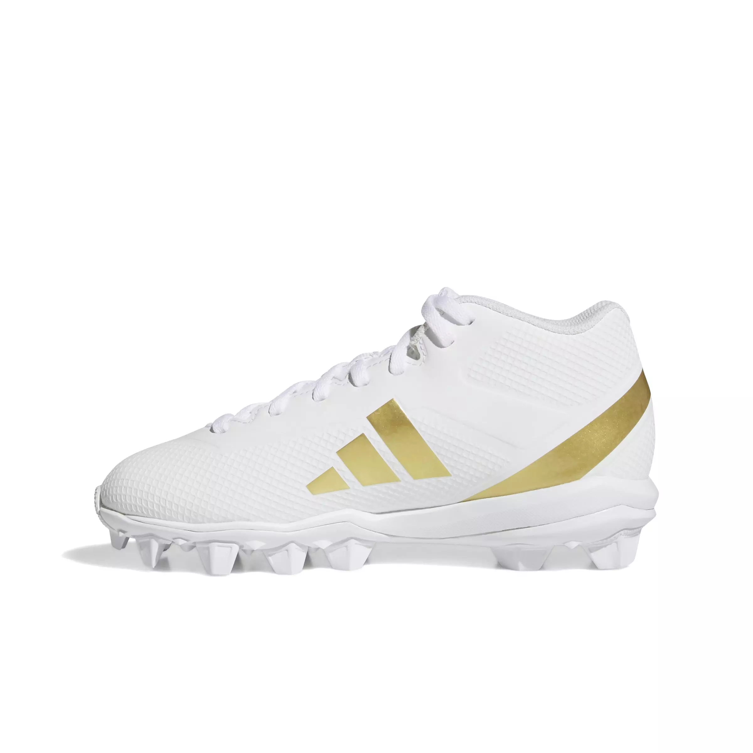 adidas Adizero Impact.2 Molded Rubber "Cloud White/Gold Metallic" Grade School Kids' Football Cleat - WHITE/GOLD