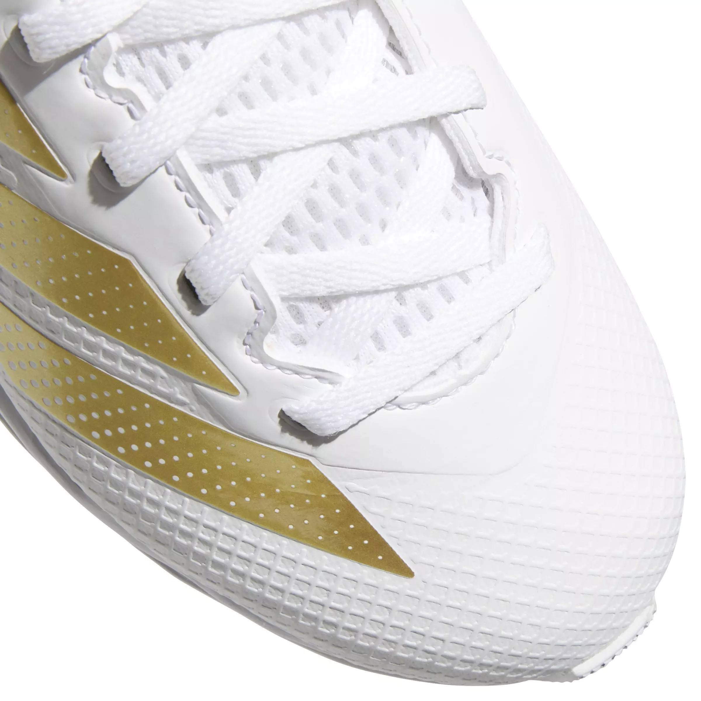 adidas Adizero Impact.2 Molded Rubber "Cloud White/Gold Metallic" Grade School Kids' Football Cleat - WHITE/GOLD