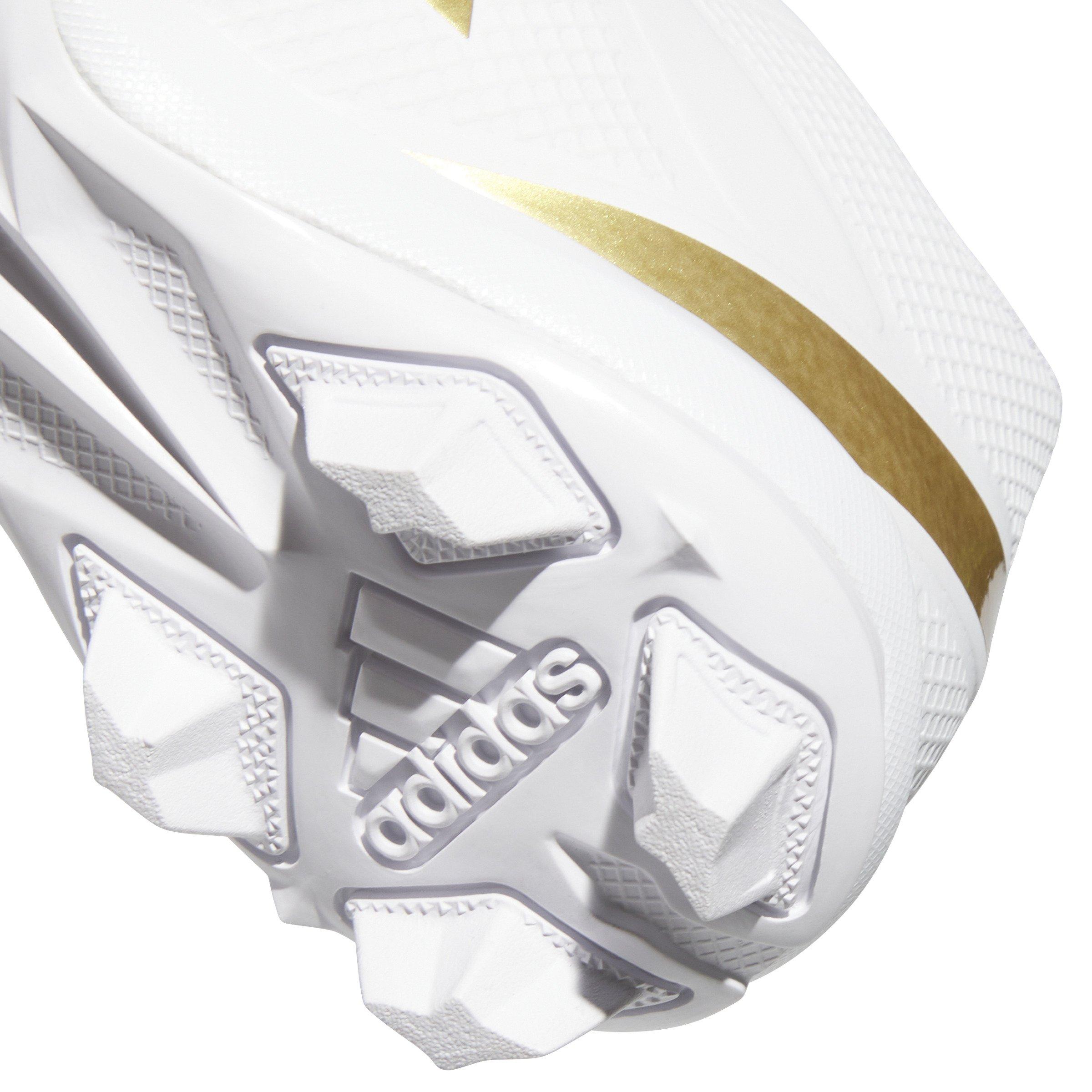 adidas Adizero Impact.2 Molded Rubber "Cloud White/Gold Metallic" Grade School Kids' Football Cleat - WHITE/GOLD Thumbnail View 6