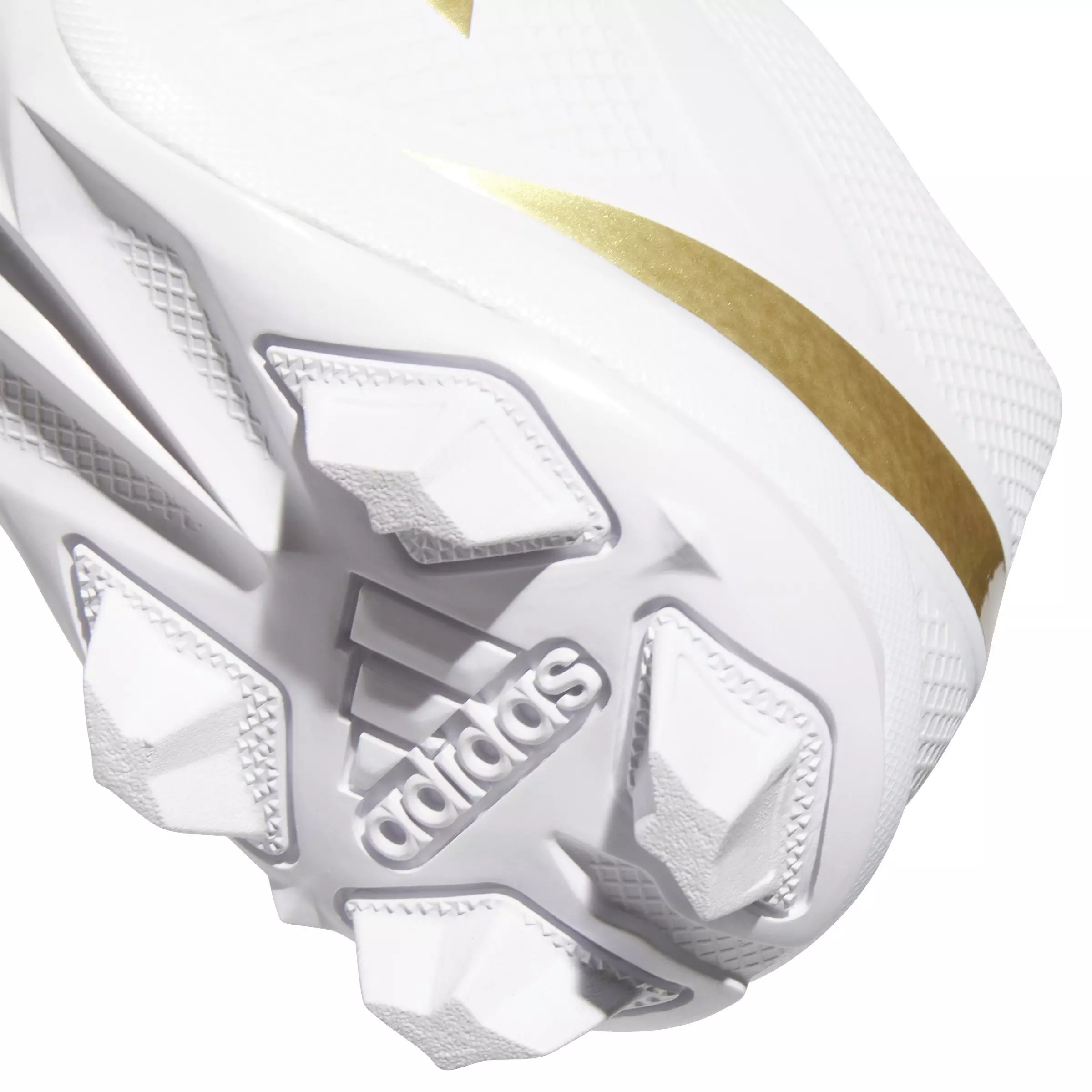 adidas Adizero Impact.2 Molded Rubber "Cloud White/Gold Metallic" Grade School Kids' Football Cleat - WHITE/GOLD