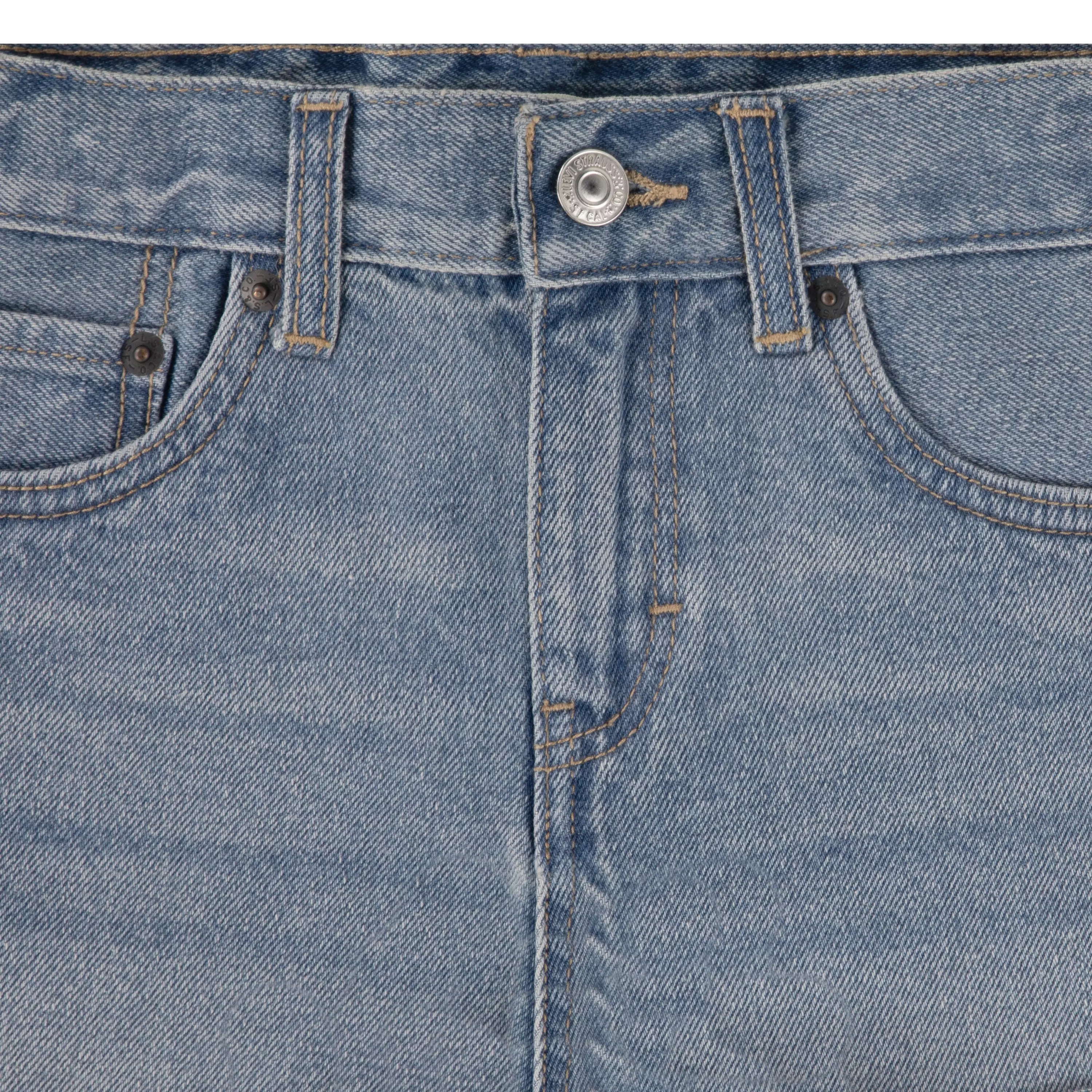 Levi's Big Girls' Girlfriend Fit Light Blue Roll-Up Wash Denim Shorty Shorts - AS SHOWN