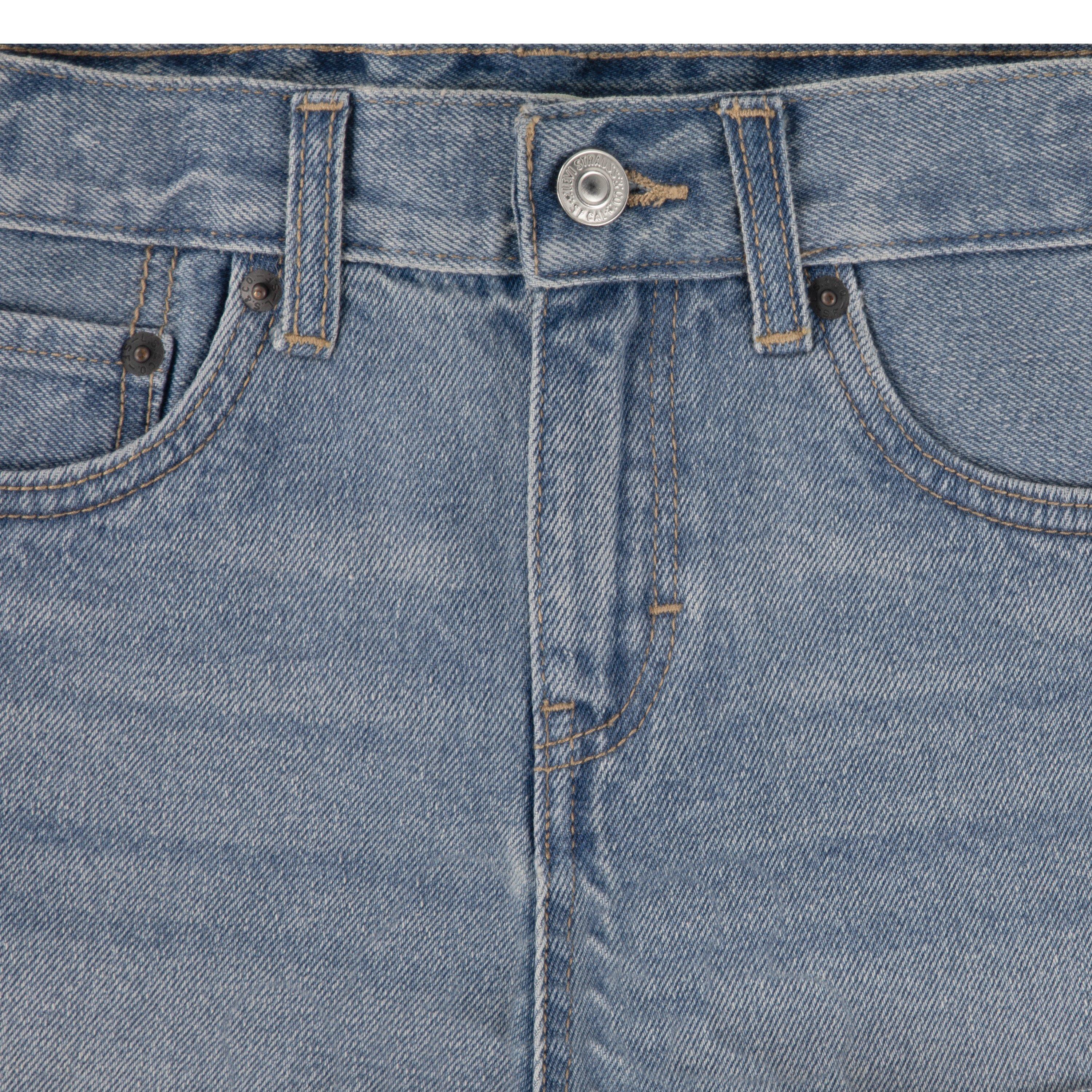 Levi's Girlfriend Fit Roll-Up Big Girls' Light Blue Wash Denim Shorty Shorts