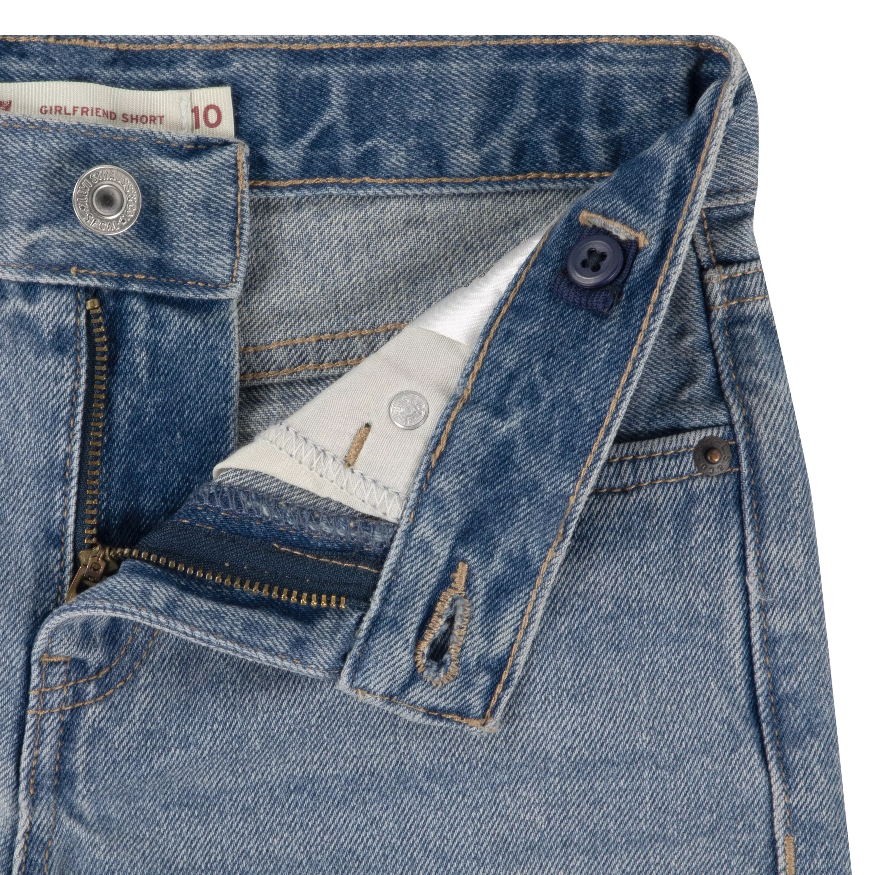 Levi's Big Girls' Girlfriend Fit Light Blue Roll-Up Wash Denim Shorty Shorts - AS SHOWN