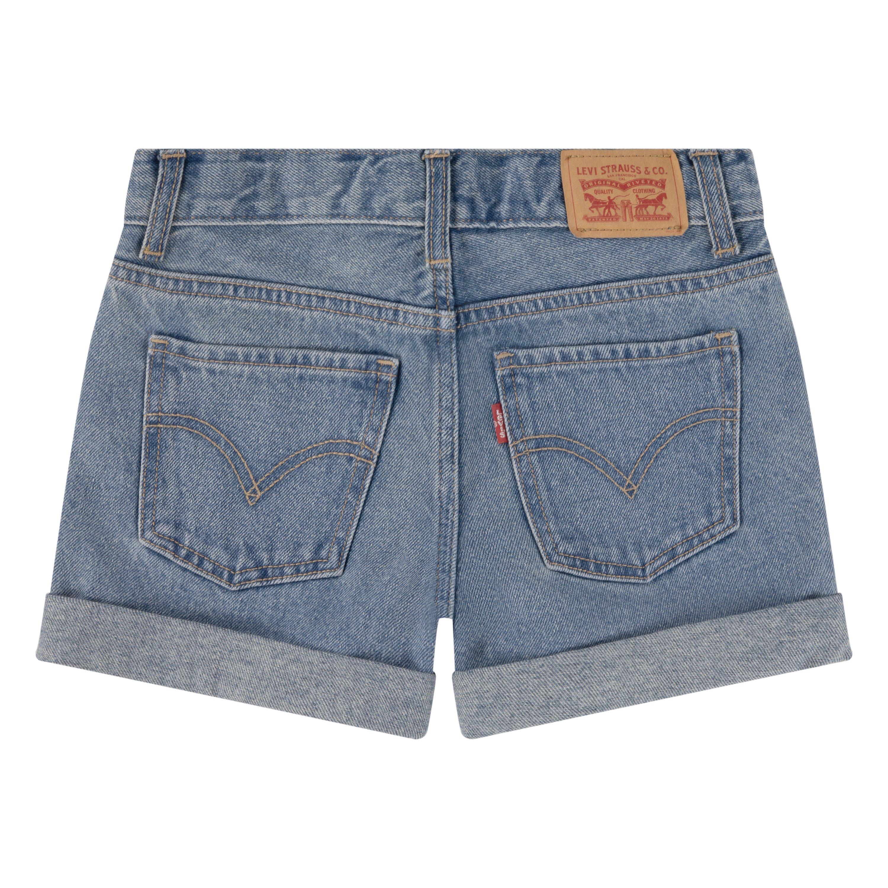 Levi's Girlfriend Fit Roll-Up Big Girls' Light Blue Wash Denim Shorty Shorts