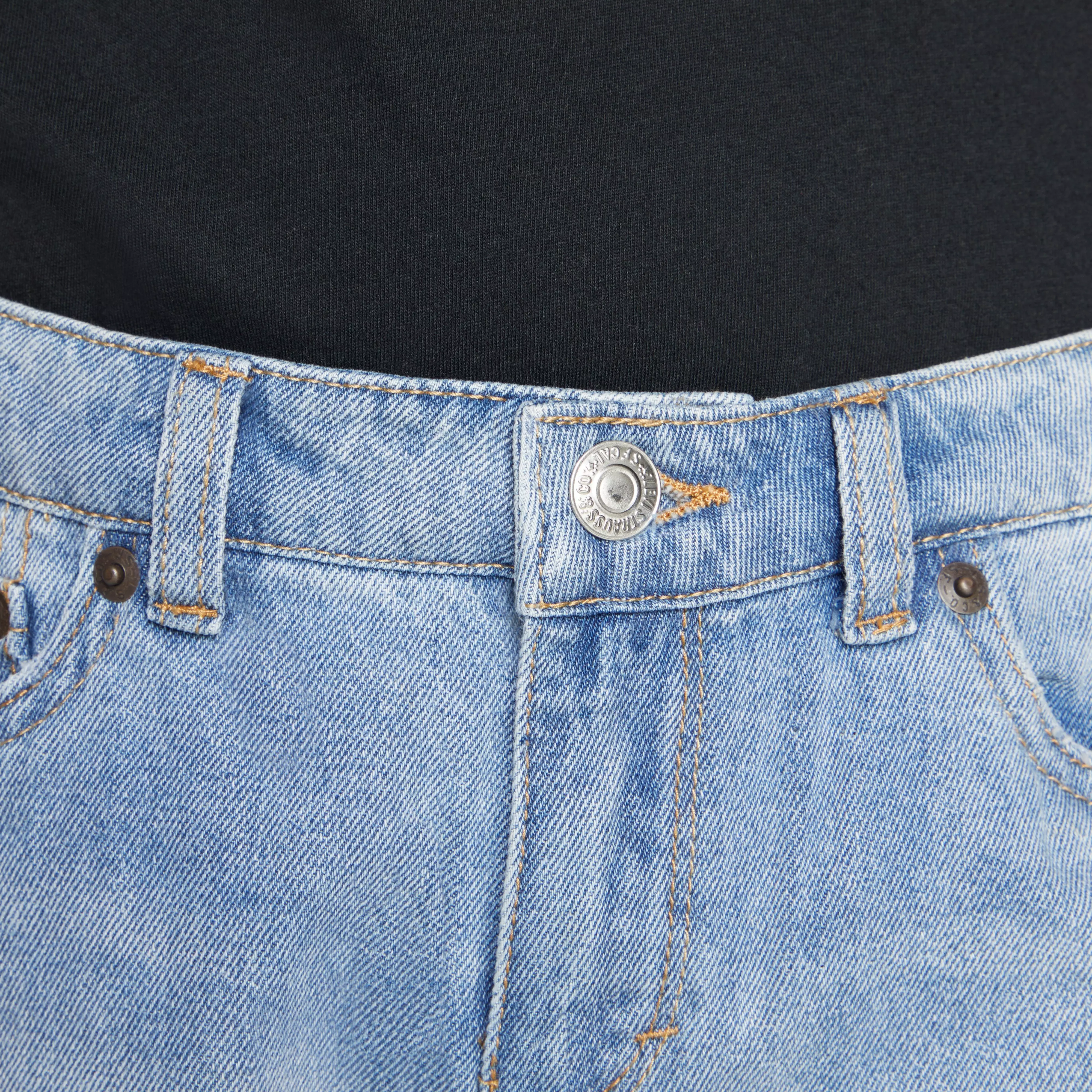 Levi's Big Girls' Girlfriend Fit Light Blue Roll-Up Wash Denim Shorty Shorts - AS SHOWN