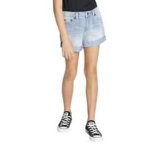 Levi's Big Girls' Girlfriend Fit Light Blue Roll-Up Wash Denim Shorty Shorts