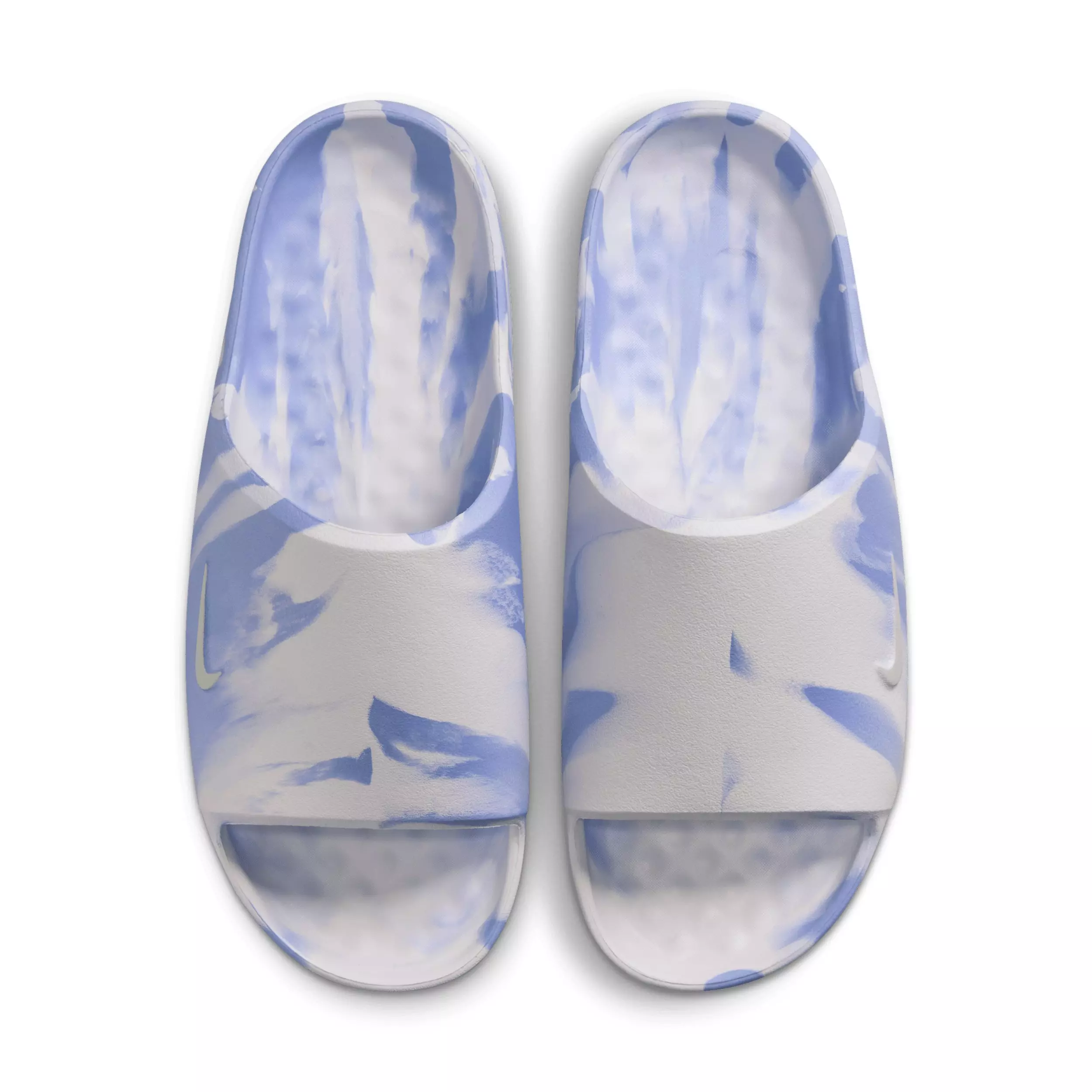 Nike Calm 2.0 Marbled "Summit White/Football Grey/Aluminum" Women's Slide - WHITE/GREY/ALUMINUM