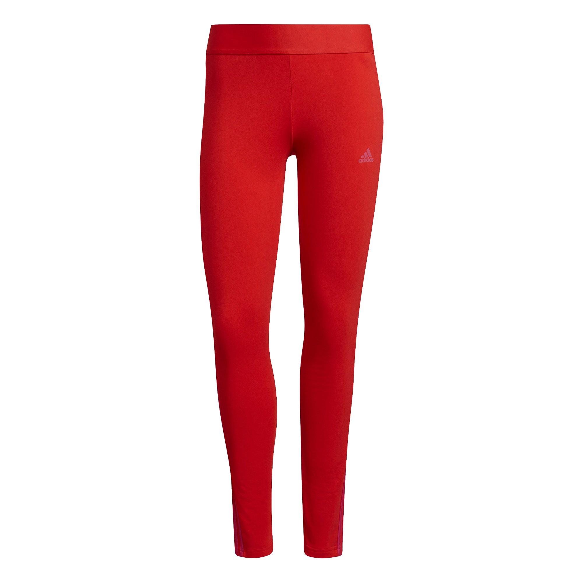 adidas Women's Red LOUNGEWEAR Essentials 3-Stripes Leggings - Hibbett