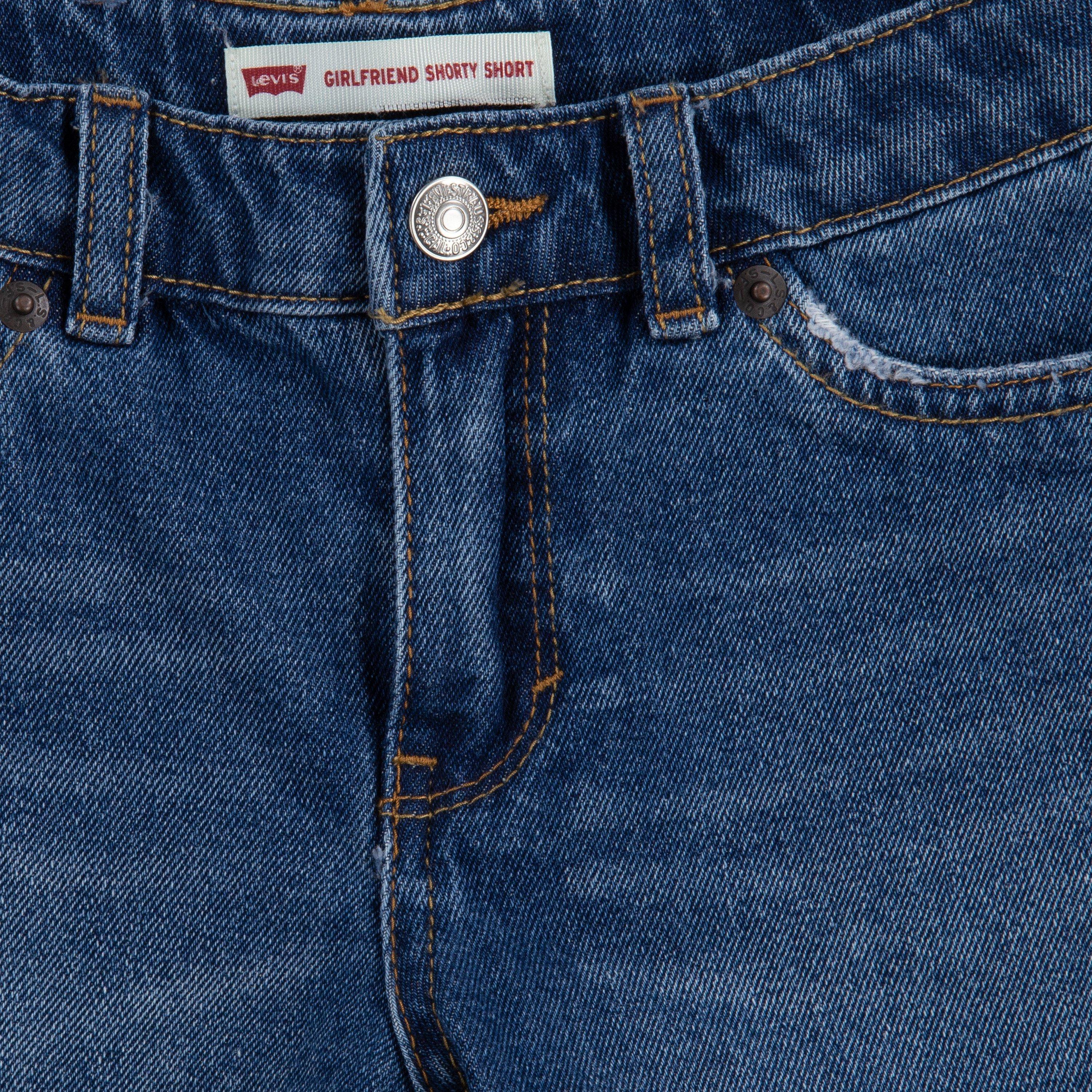 Levi's Girlfriend Fit Roll-Up Little Girls' Medium Blue Wash Denim Shorty Shorts