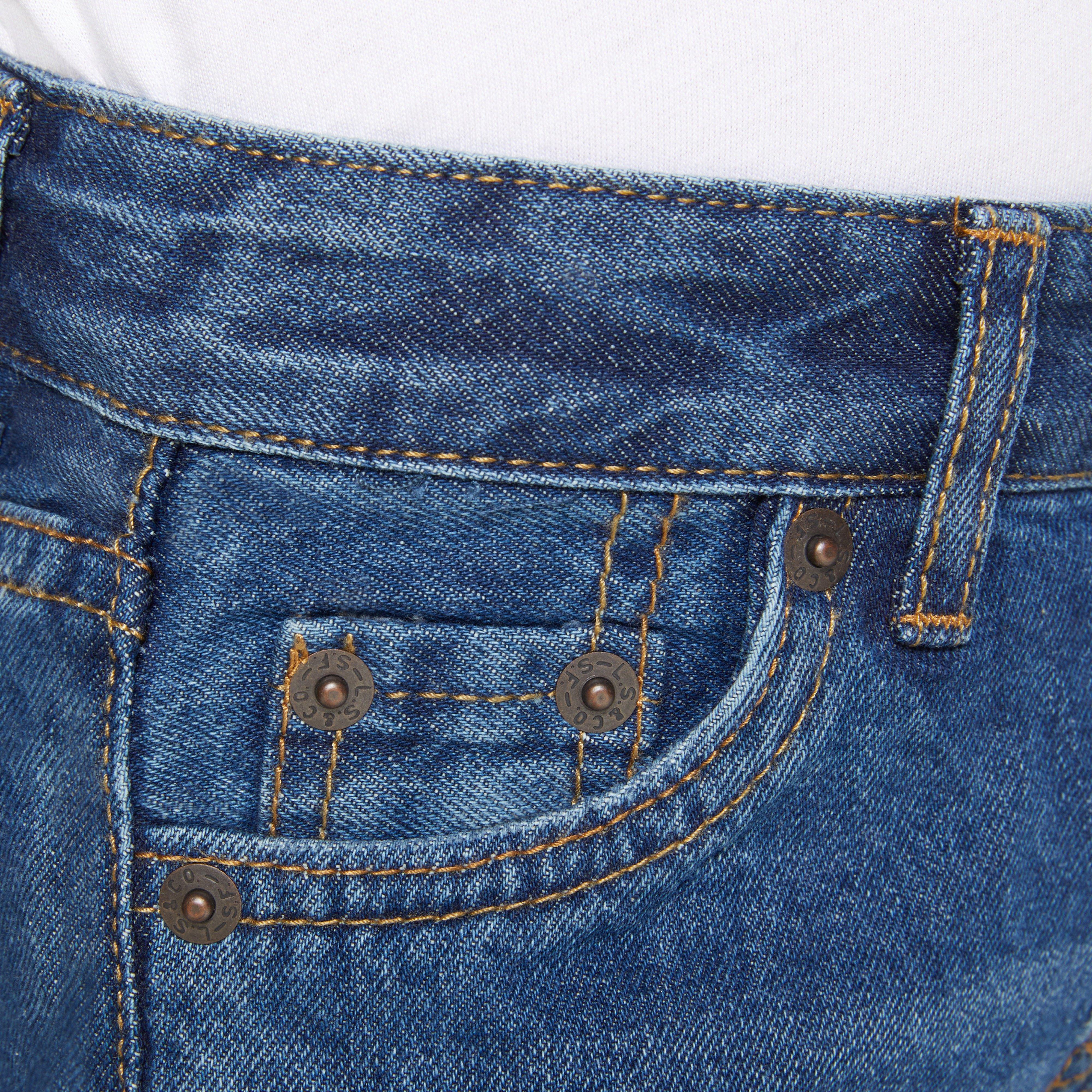 Levi's Girlfriend Fit Roll-Up Little Girls' Medium Blue Wash Denim Shorty Shorts