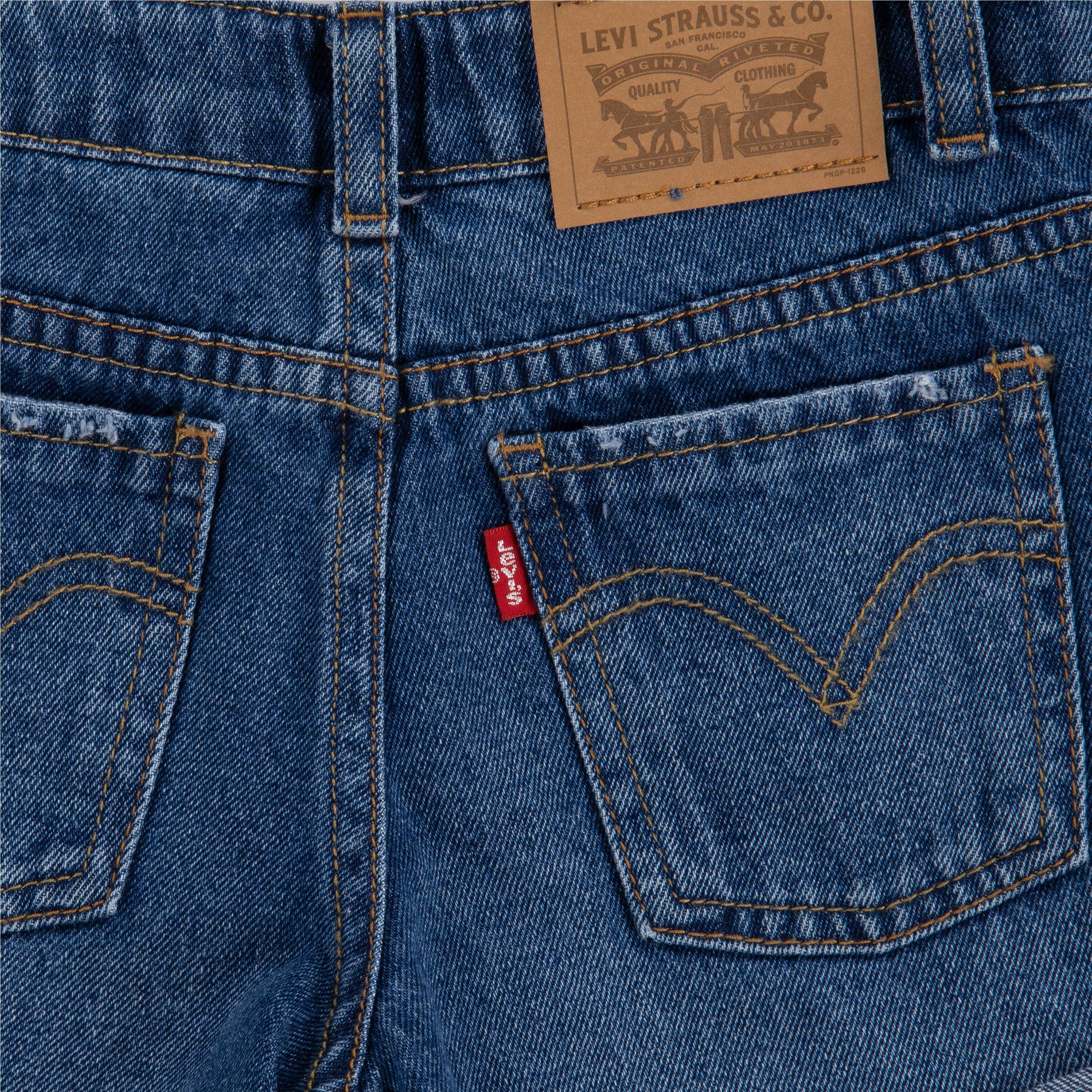 Levi's Girlfriend Fit Roll-Up Little Girls' Medium Blue Wash Denim Shorty Shorts