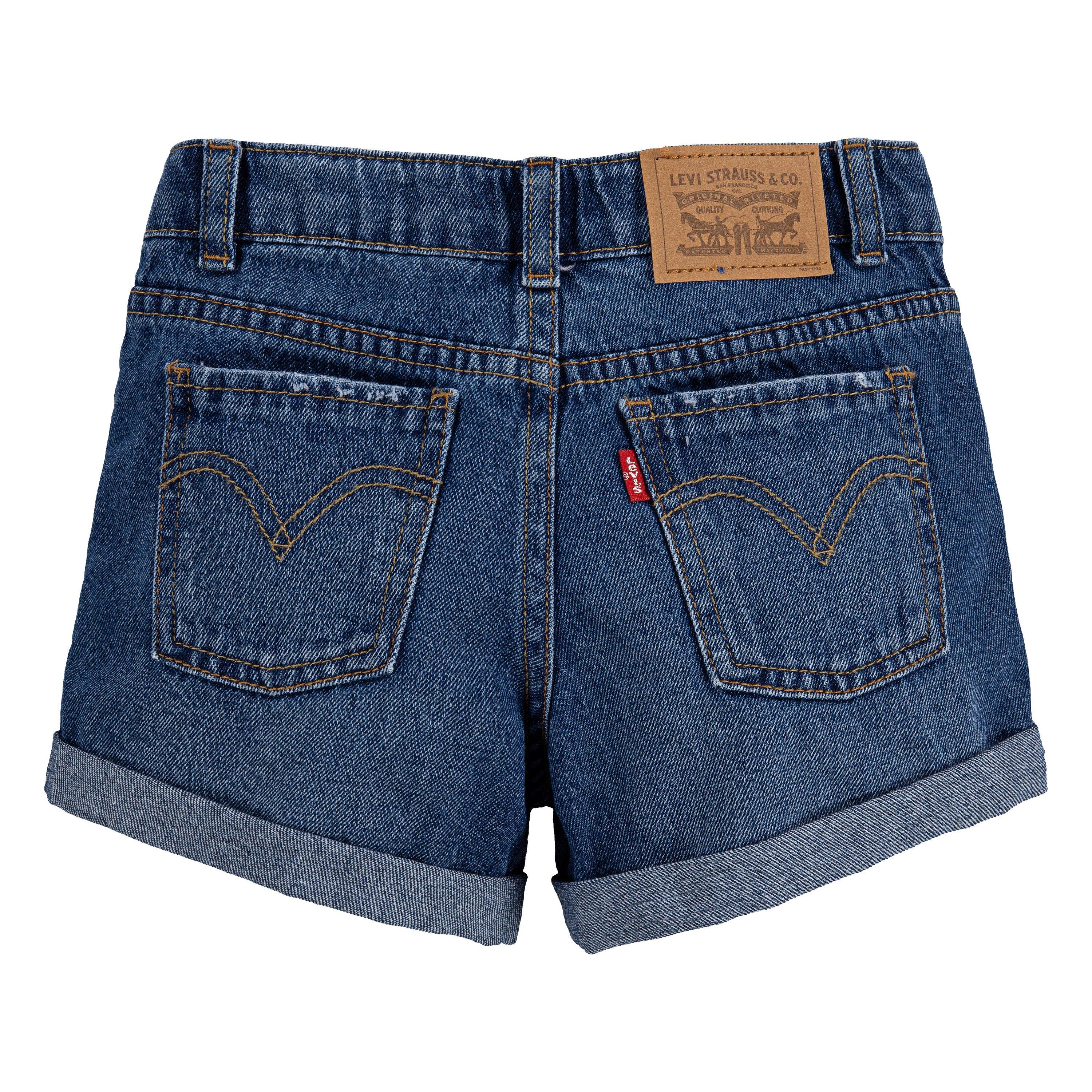 Levi's Girlfriend Fit Roll-Up Little Girls' Medium Blue Wash Denim Shorty Shorts