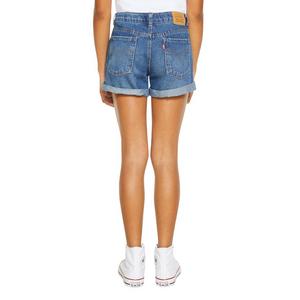 Levi's Big Girls' Girlfriend Fit Roll-Up Medium Blue Wash Denim Shorty Shorts