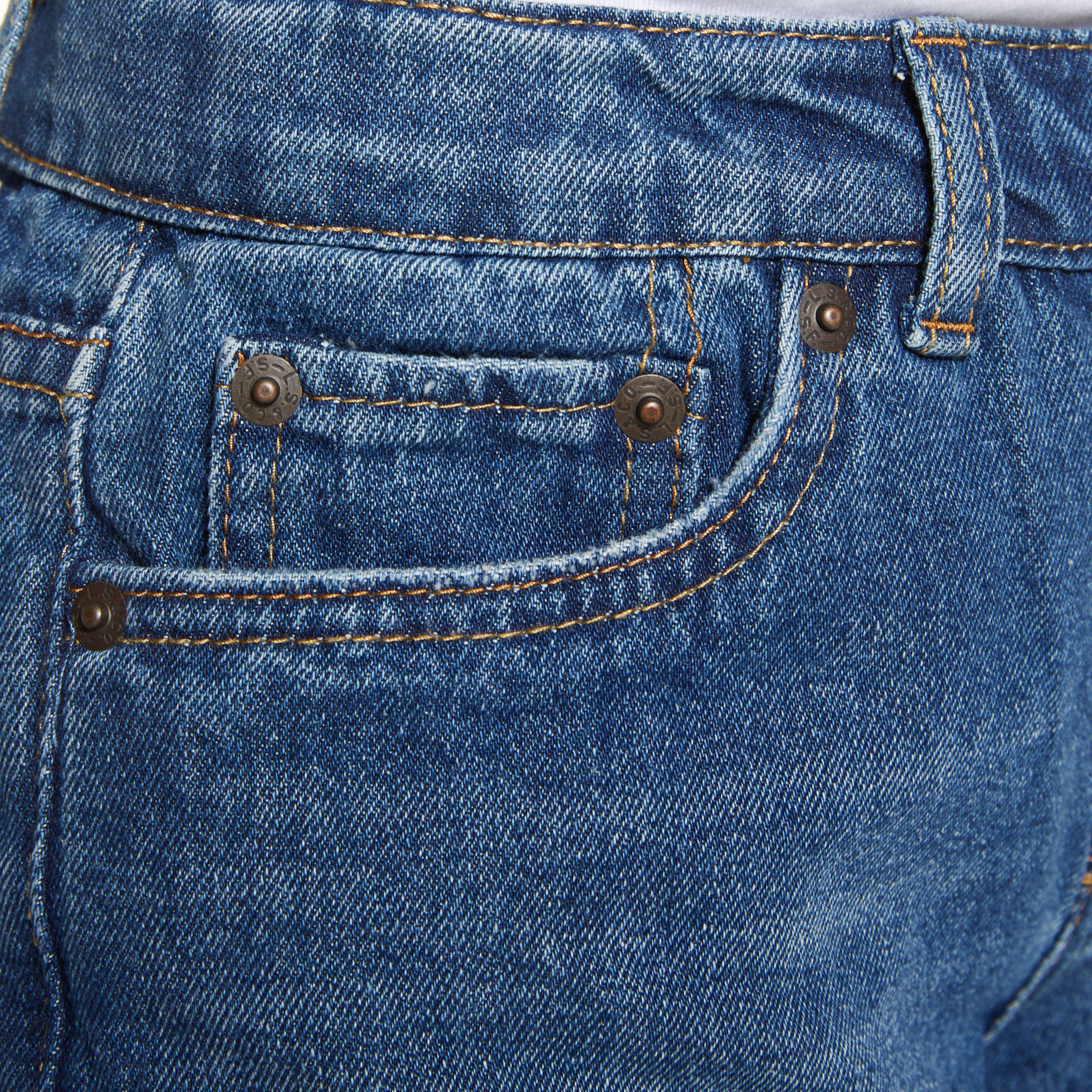 Levi's Big Girls' Girlfriend Fit Roll-Up Medium Blue Wash Denim Shorty Shorts - BLUE Thumbnail View 5