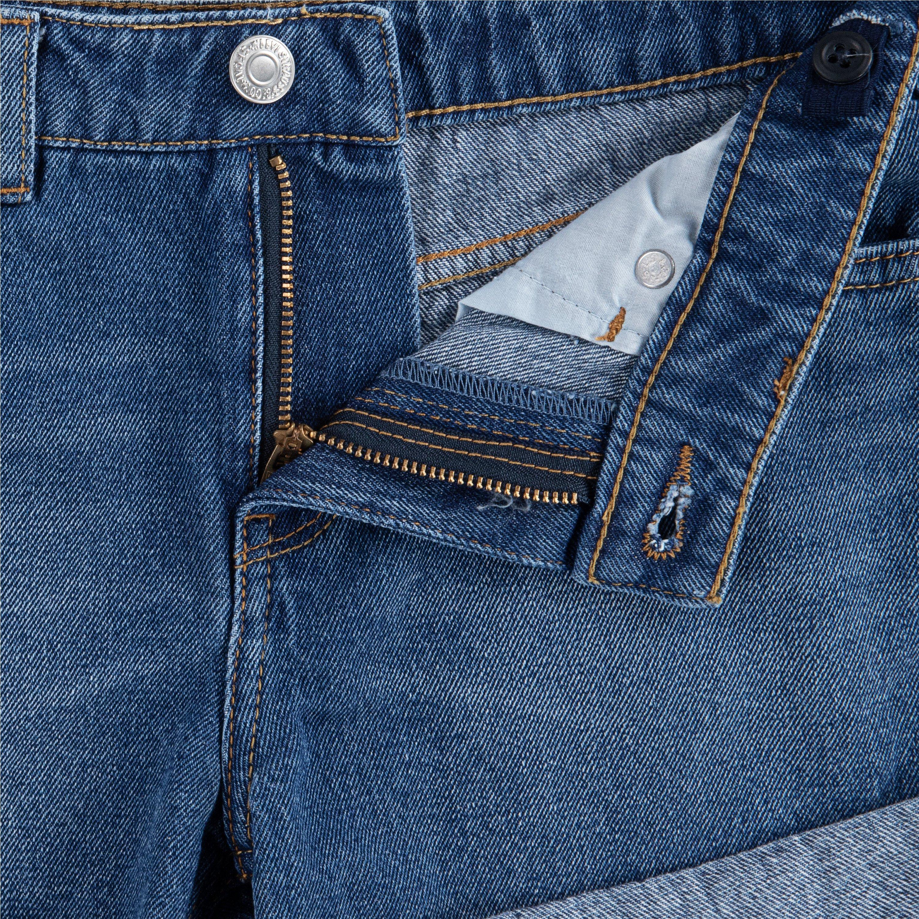 Levi's Big Girls' Girlfriend Fit Roll-Up Medium Blue Wash Denim Shorty Shorts - BLUE Thumbnail View 6
