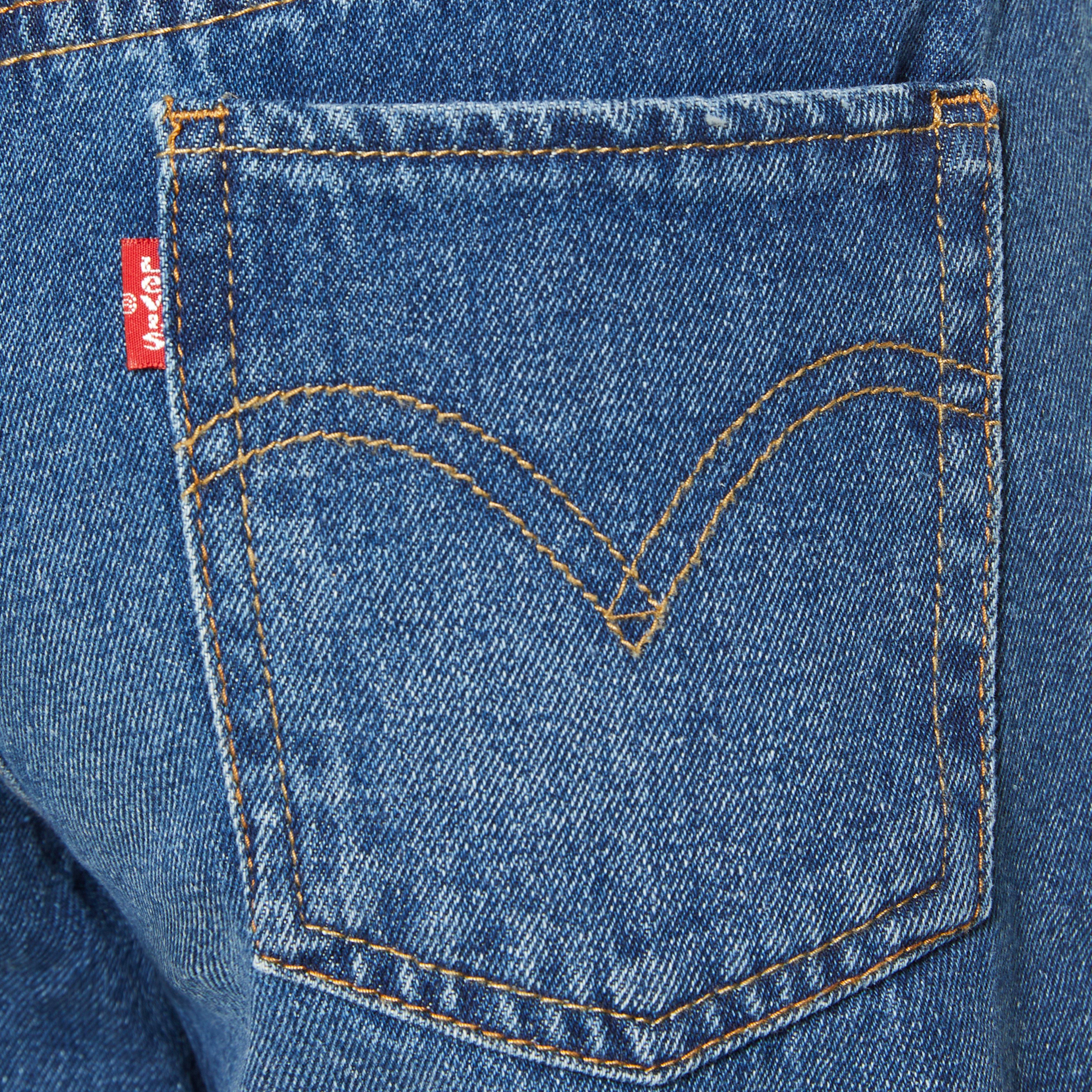 Levi's Big Girls' Girlfriend Fit Roll-Up Medium Blue Wash Denim Shorty Shorts - BLUE Thumbnail View 7