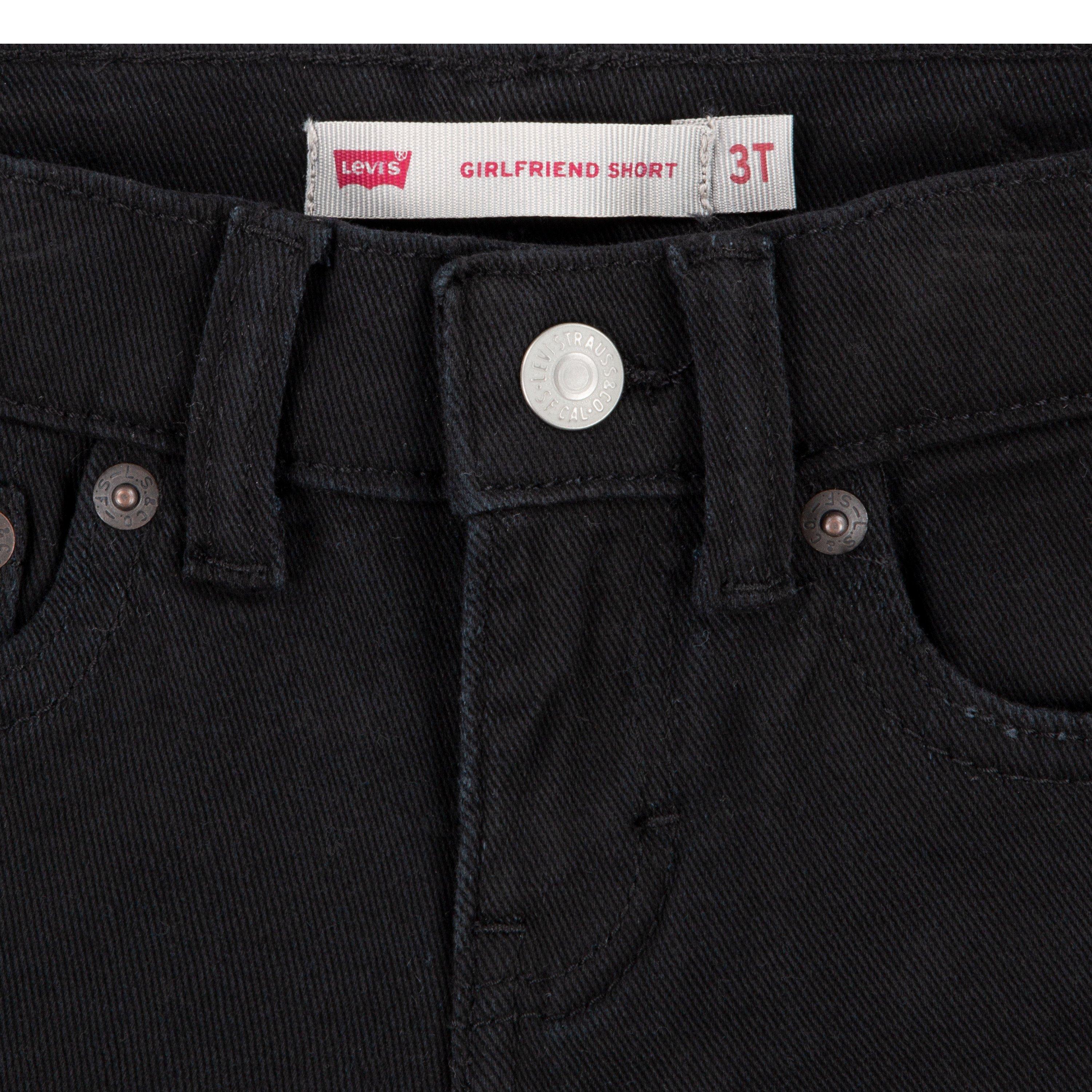 Levi's Toddler Girls' Girlfriend Fit Roll-Up Black Wash Denim Shorty Shorts - BLACK Thumbnail View 4