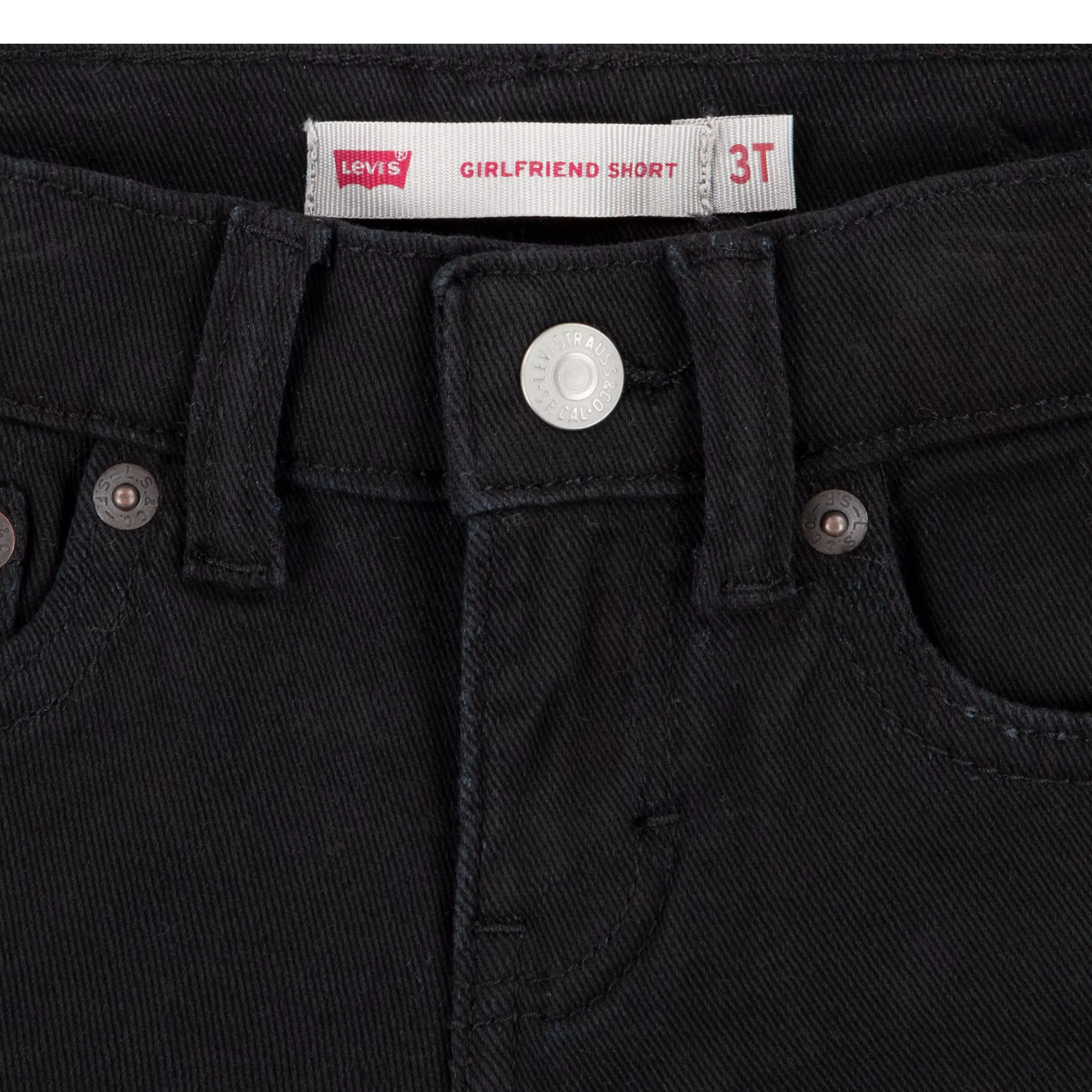 Levi's Toddler Girls' Girlfriend Fit Roll-Up Black Wash Denim Shorty Shorts - BLACK