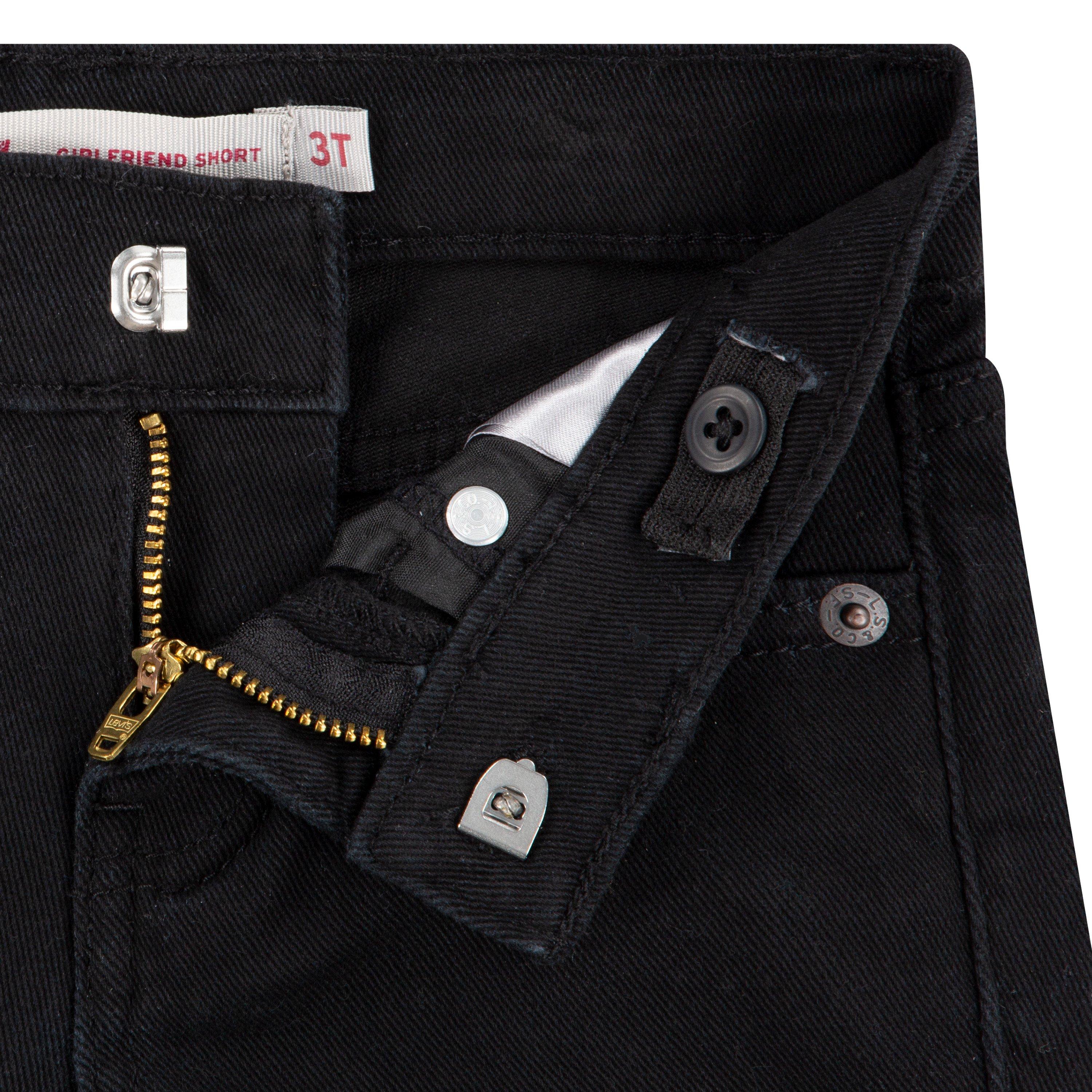 Levi's Toddler Girls' Girlfriend Fit Roll-Up Black Wash Denim Shorty Shorts - BLACK Thumbnail View 5